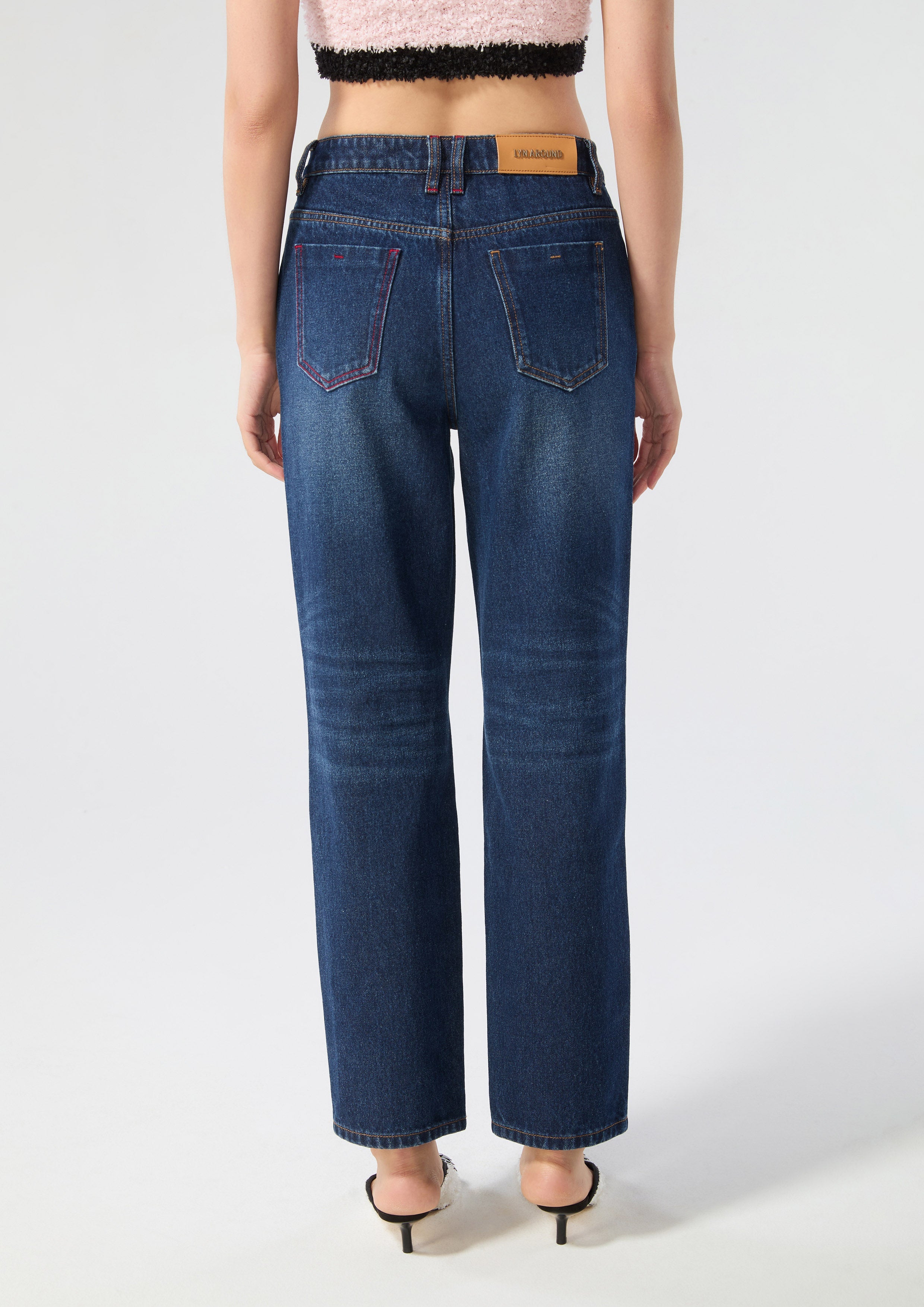 กางเกงเดนิมขายาวสีเฟดทรงขารีแล็กซ์ คอลเลกชัน Basic Denim