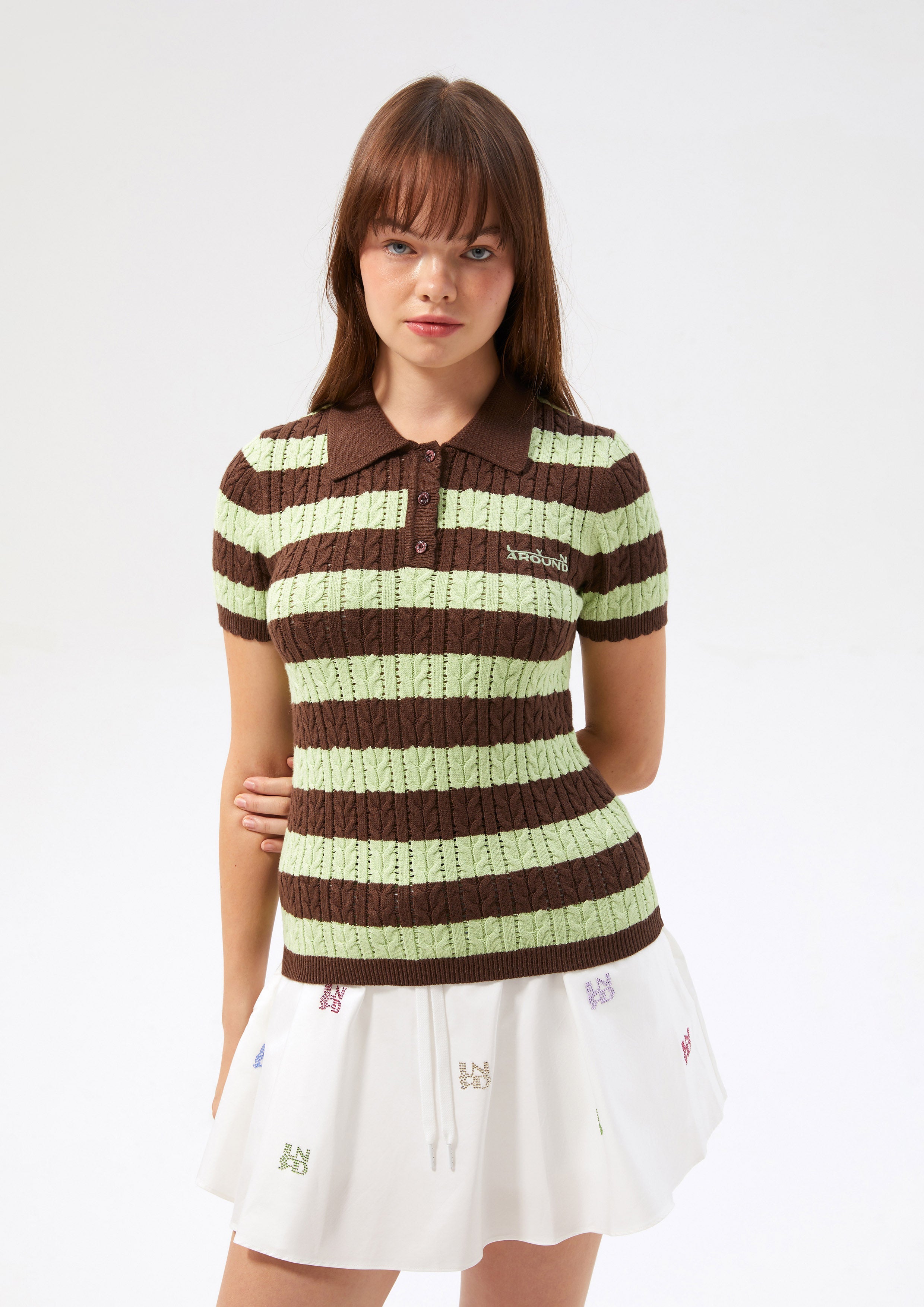 トップス tightbooth STRIPE KNIT POLO OLIVE XL トップス tightbooth STRIPE KNIT POLO OLIVE XL STRIPE KNIT OPEN