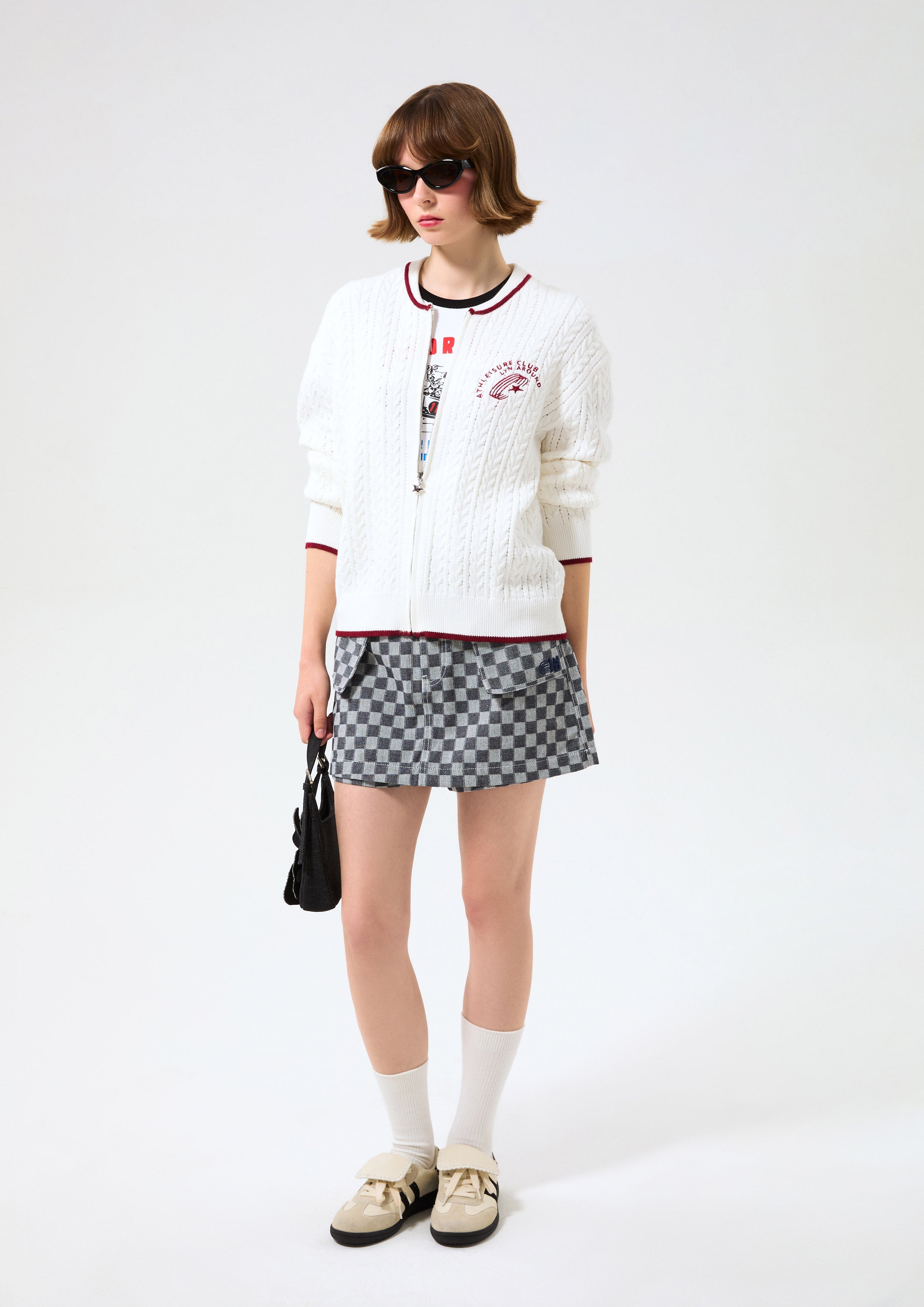 Cable Knit Zip Embroidery Cardigan Like a Virgin