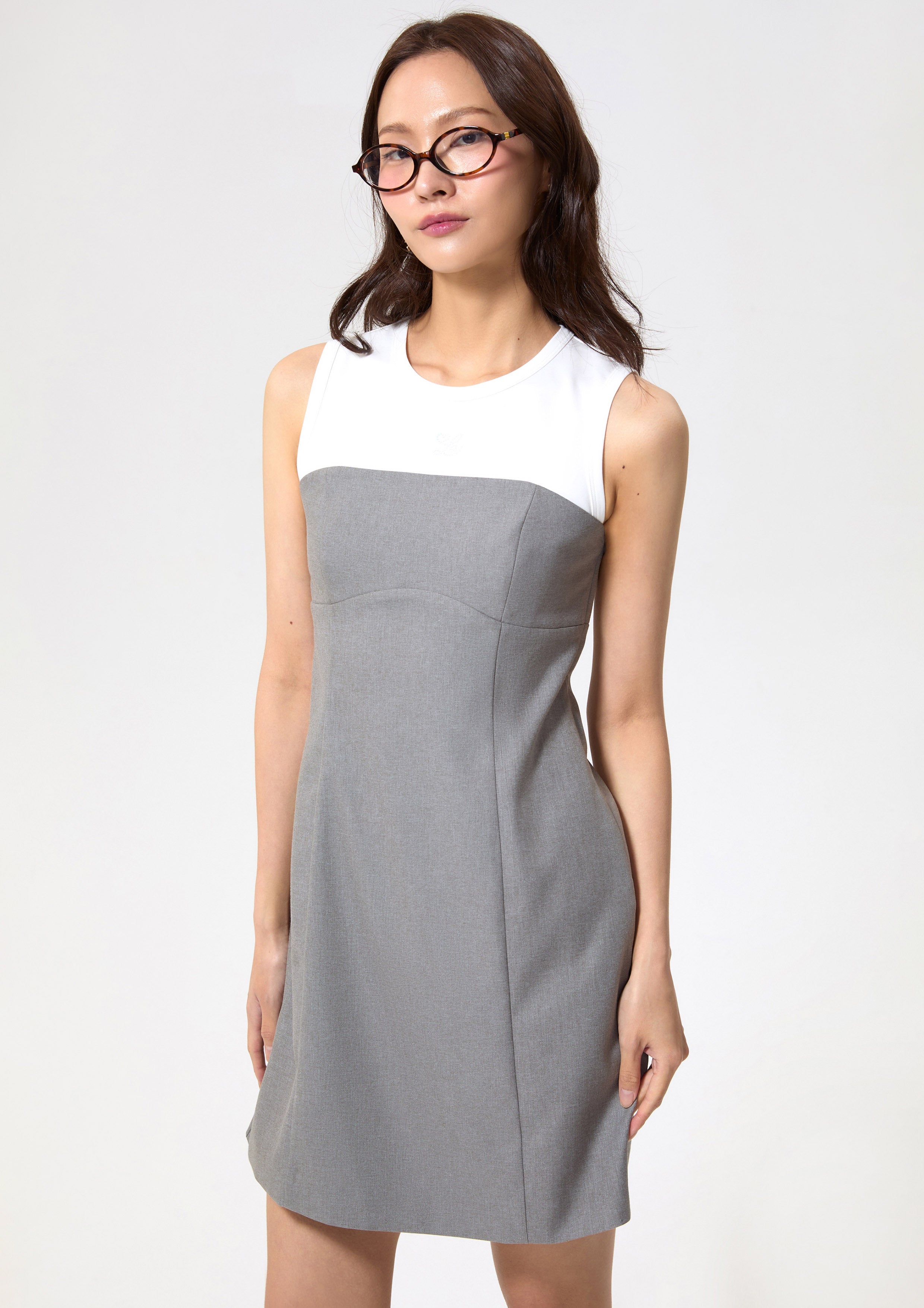 Sleeveless Panel Mini Dress Working on Board