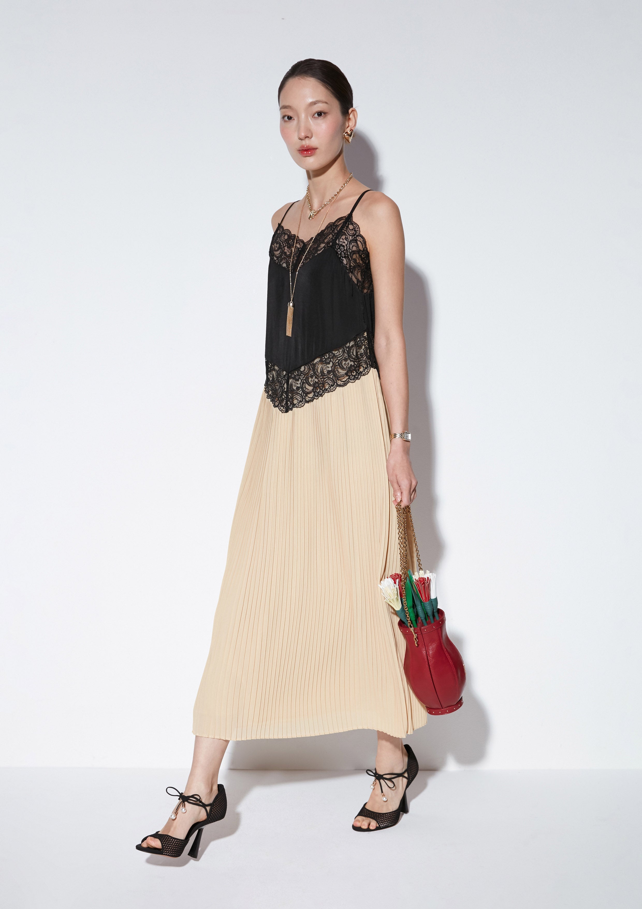 Lace Cami Strap Dress Texture Club