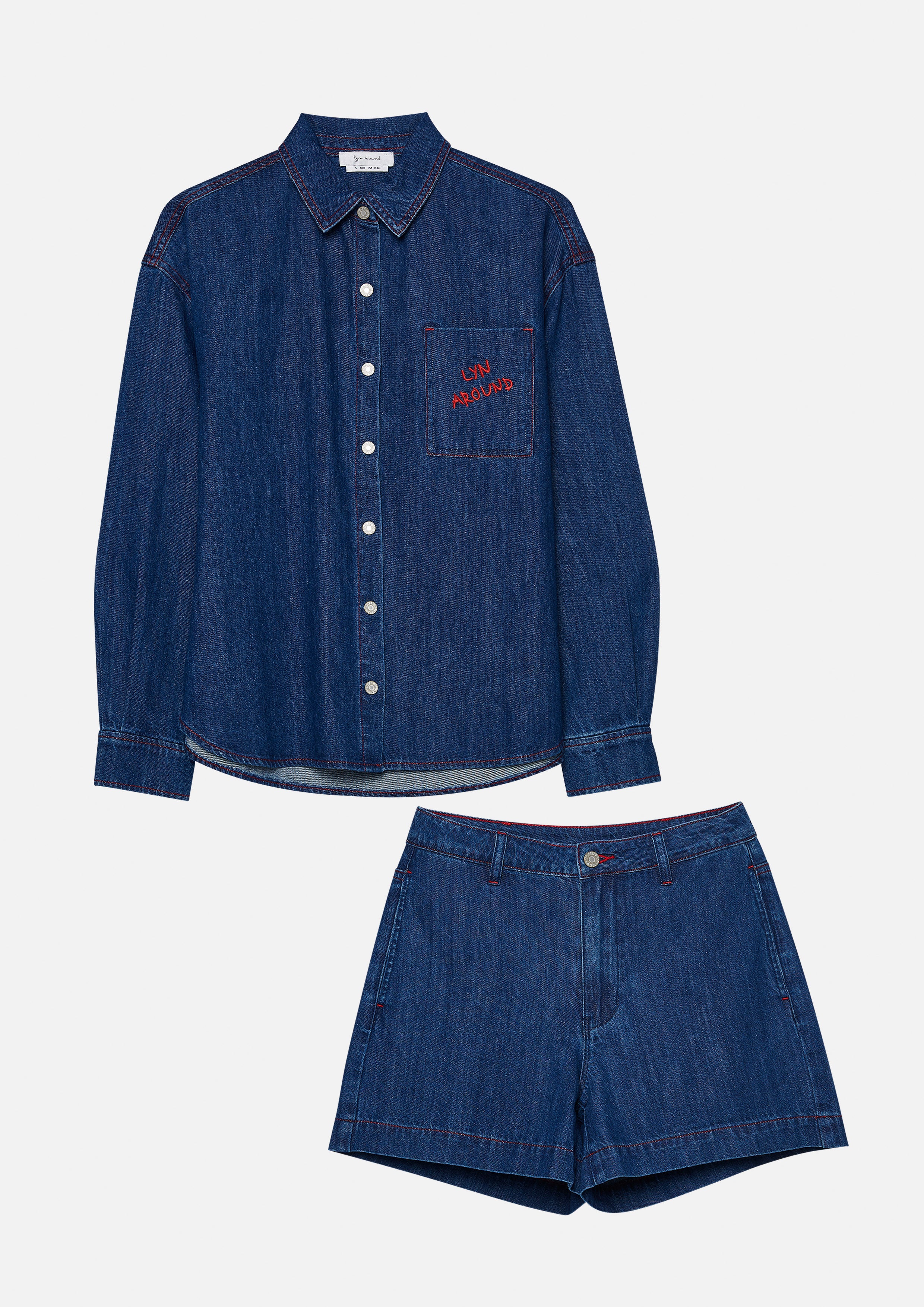 เสื้อเชิ้ตเดนิมปักโลโก้ คอลเลกชัน Basic Denim