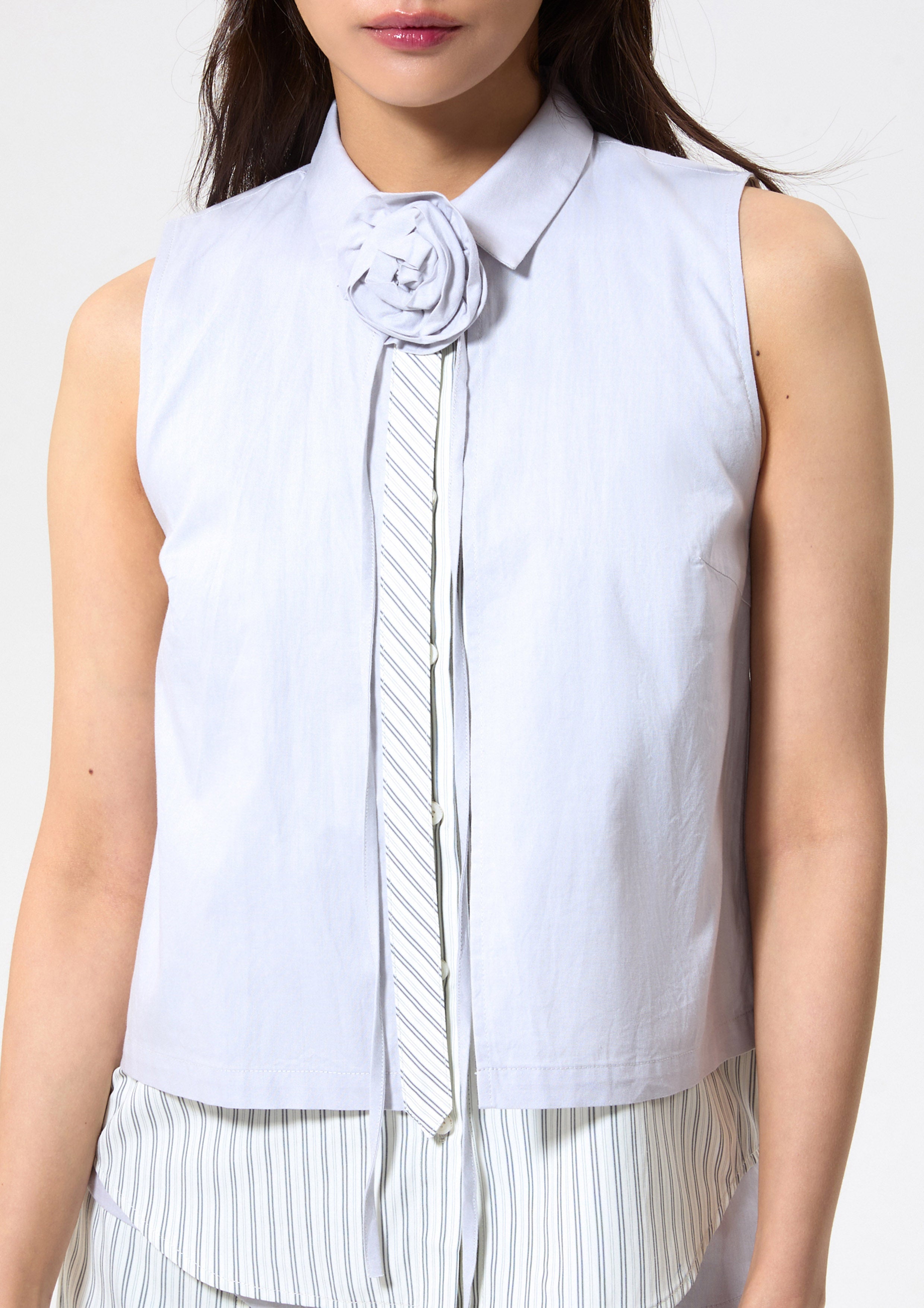 Rose Embellished Layered Blouse Working on Board