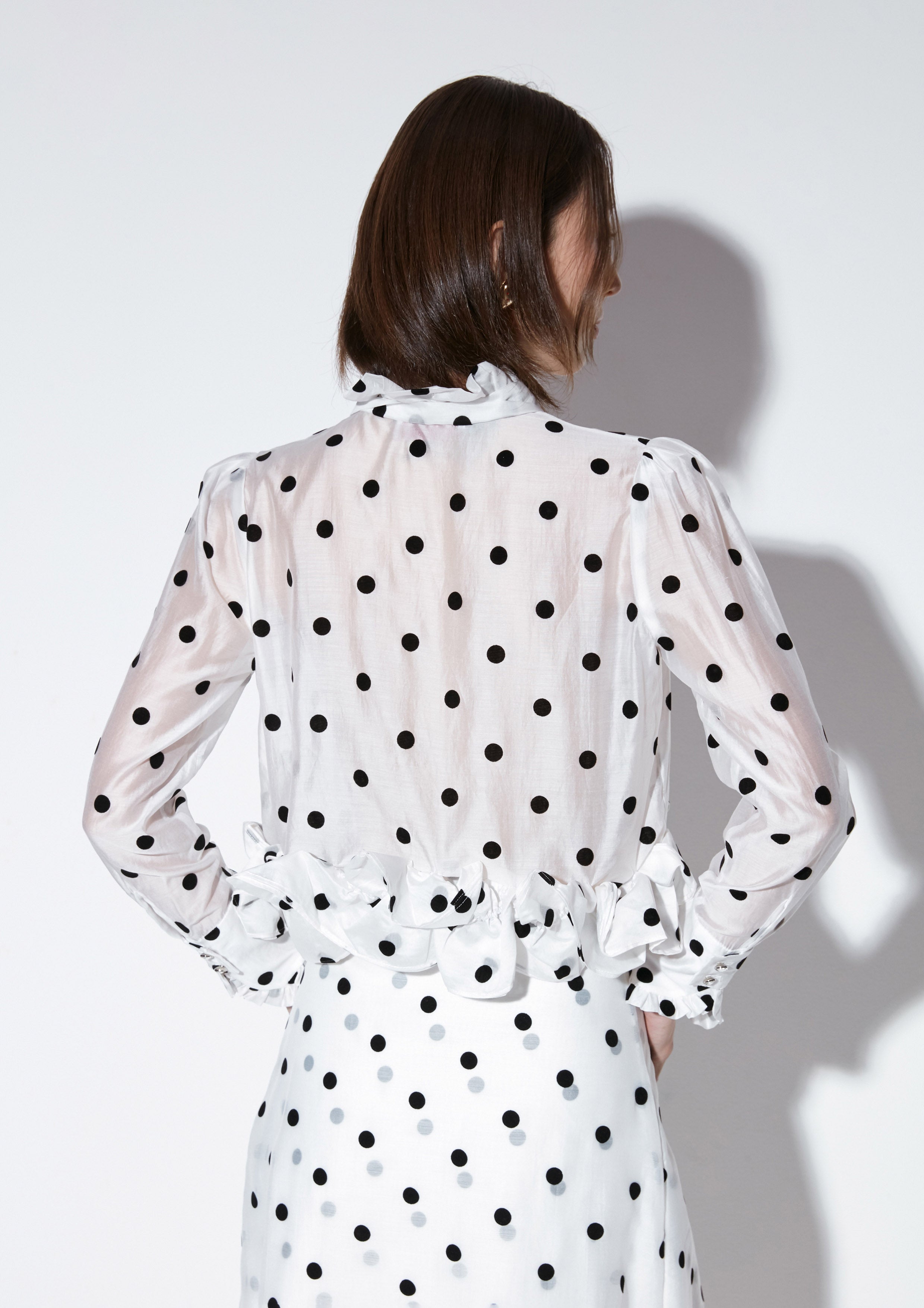 Polkadot Sheer Bow Tie Neck Blouse Material Girl