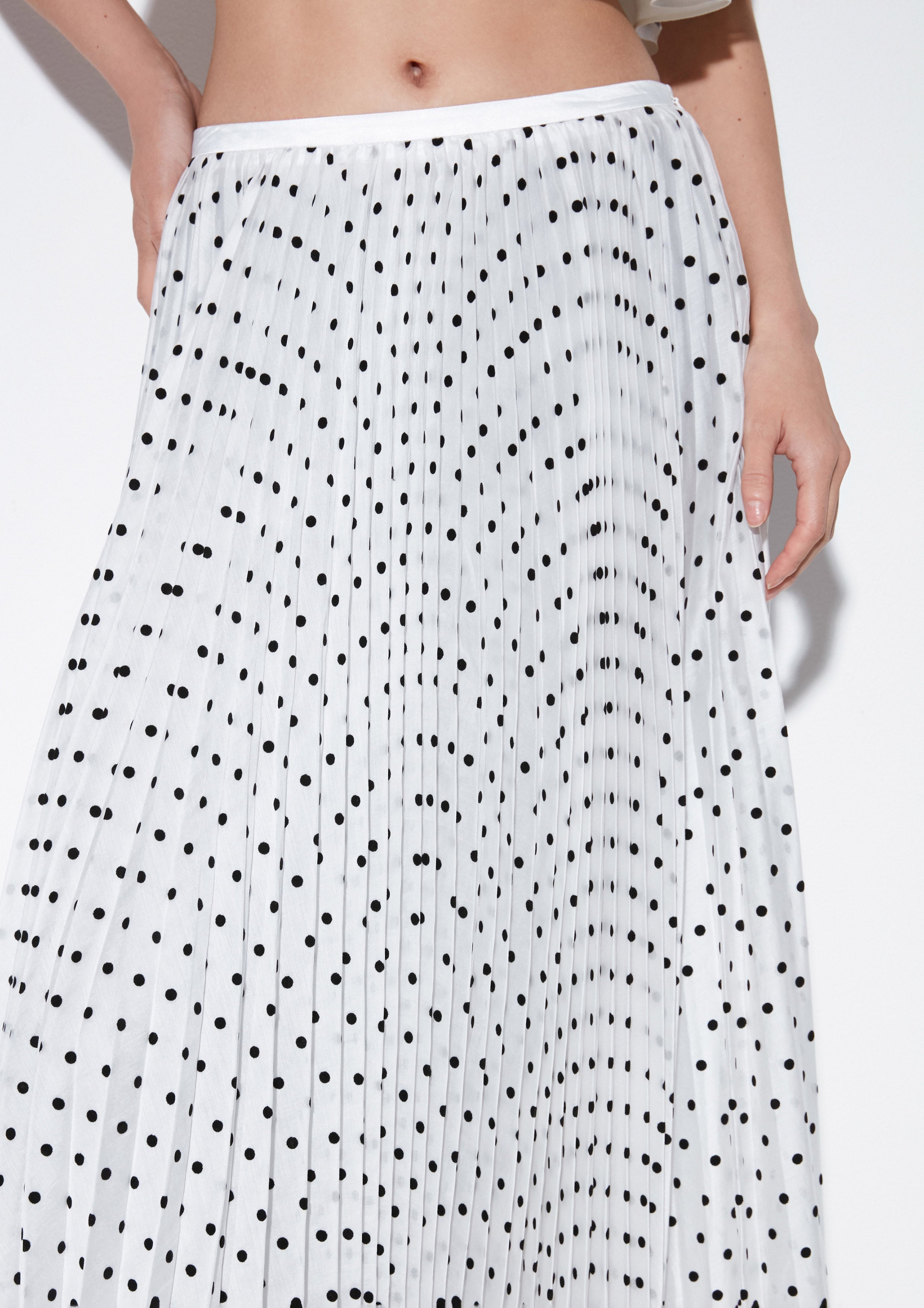 Polkadot Pleated Maxi Skirt Material Girl