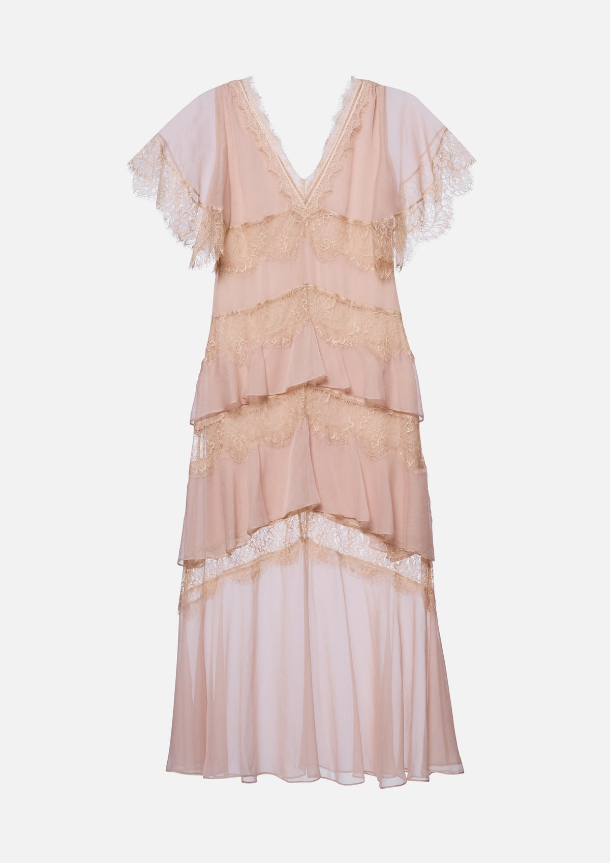 Lace Trime Ruffle Maxi Dress Material Girl