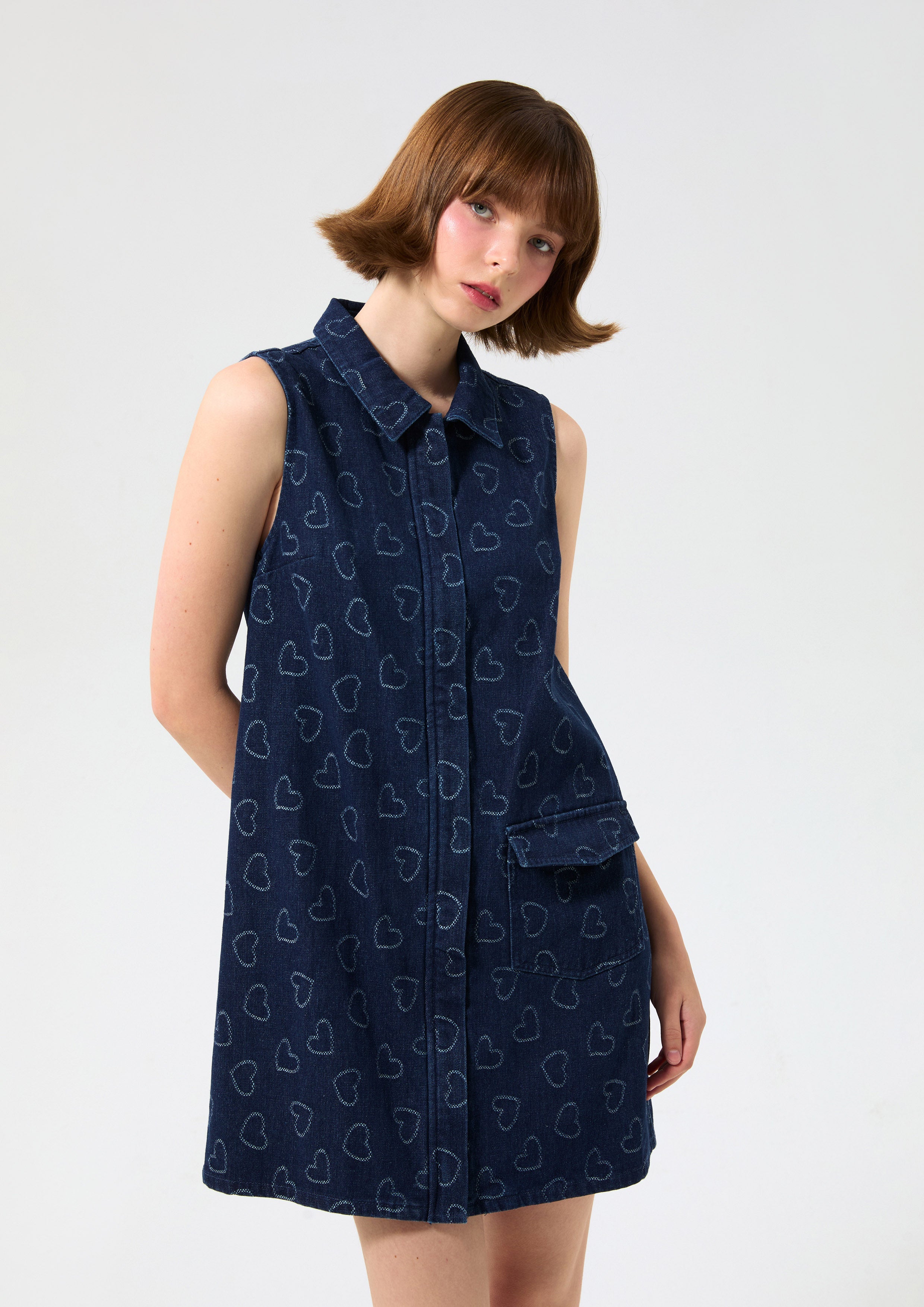 Heart Print Denim Dress Miracle Voyard