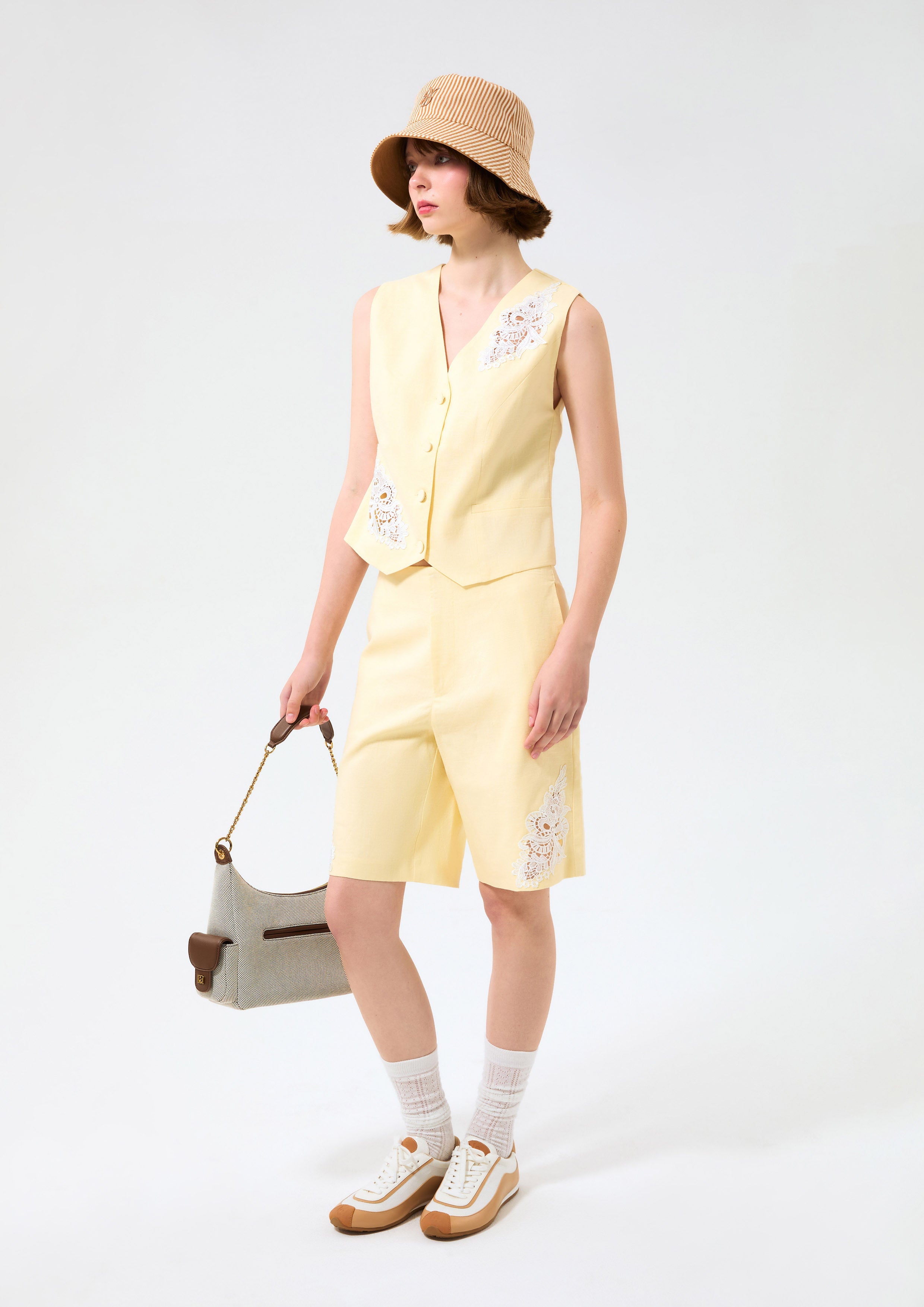 Lace Panel Vest Rosewood Fleur