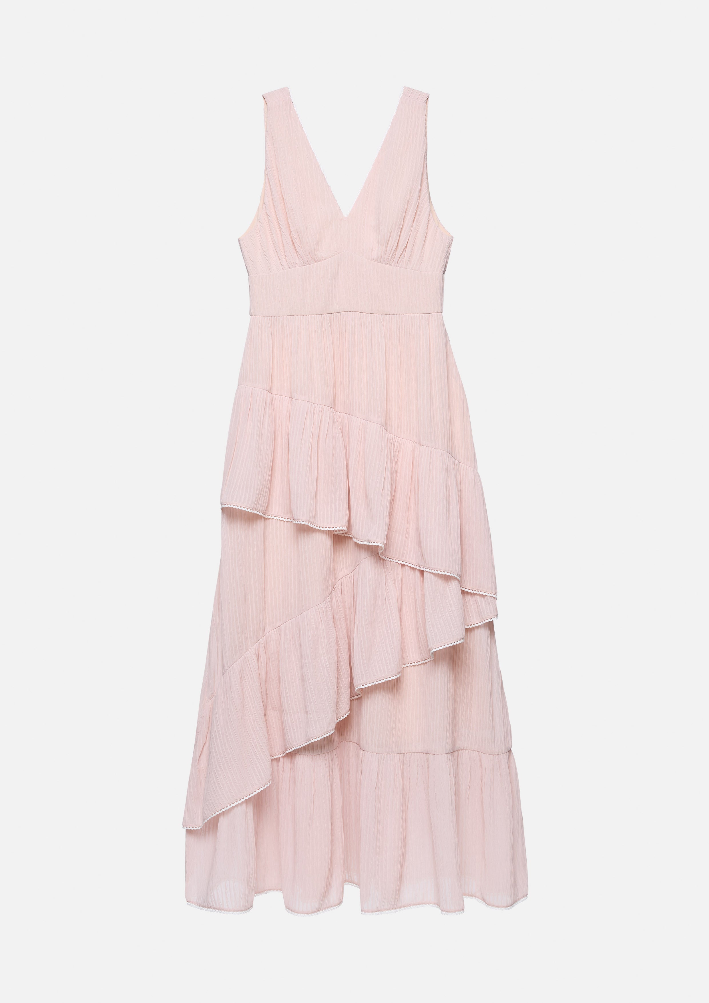 เดรสยาวคอวีกระโปรงแต่งระบาย คอลเลคชัน Bloom Affair