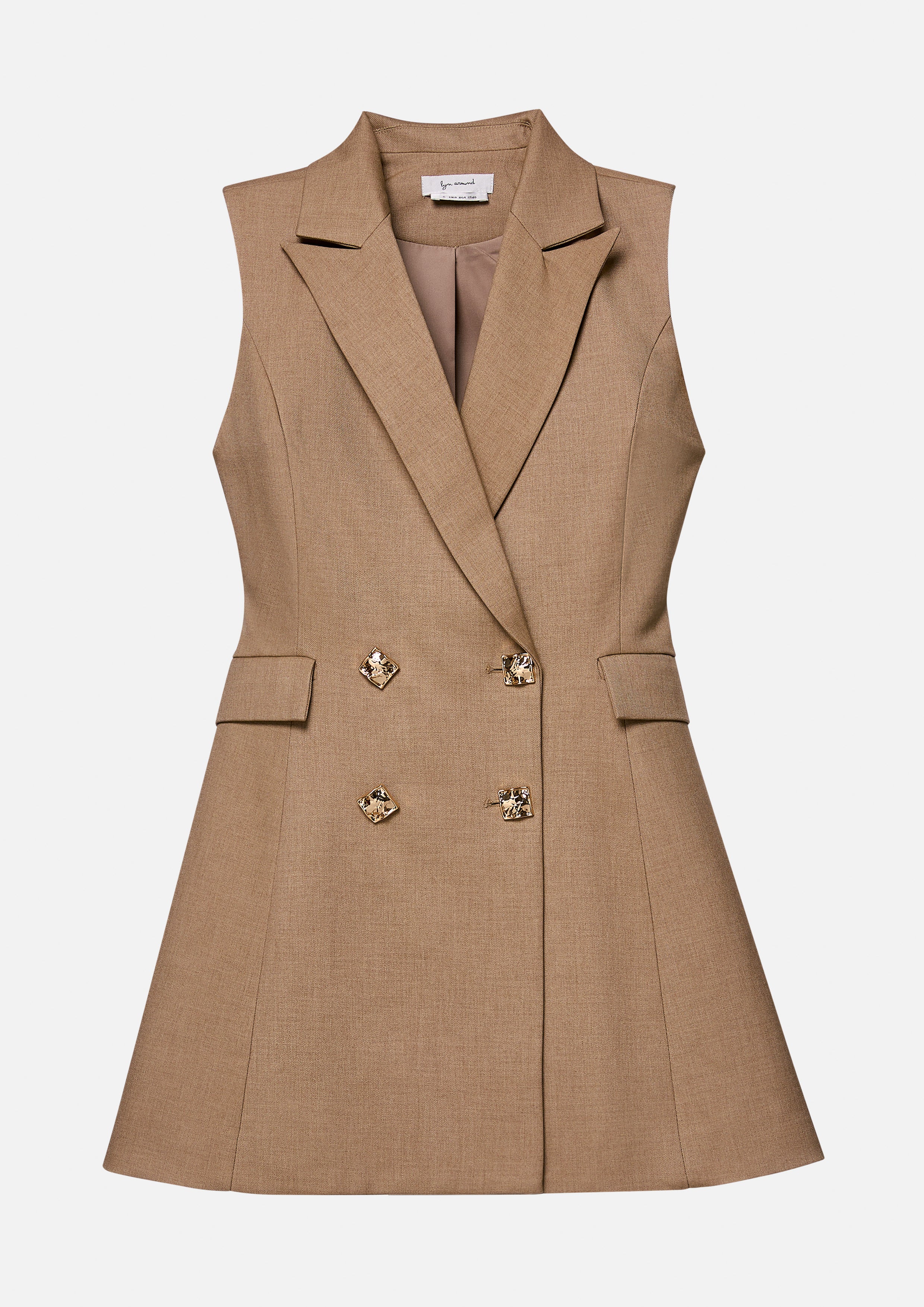 Double Breasted Sleeveless Mini Dress Working on Board