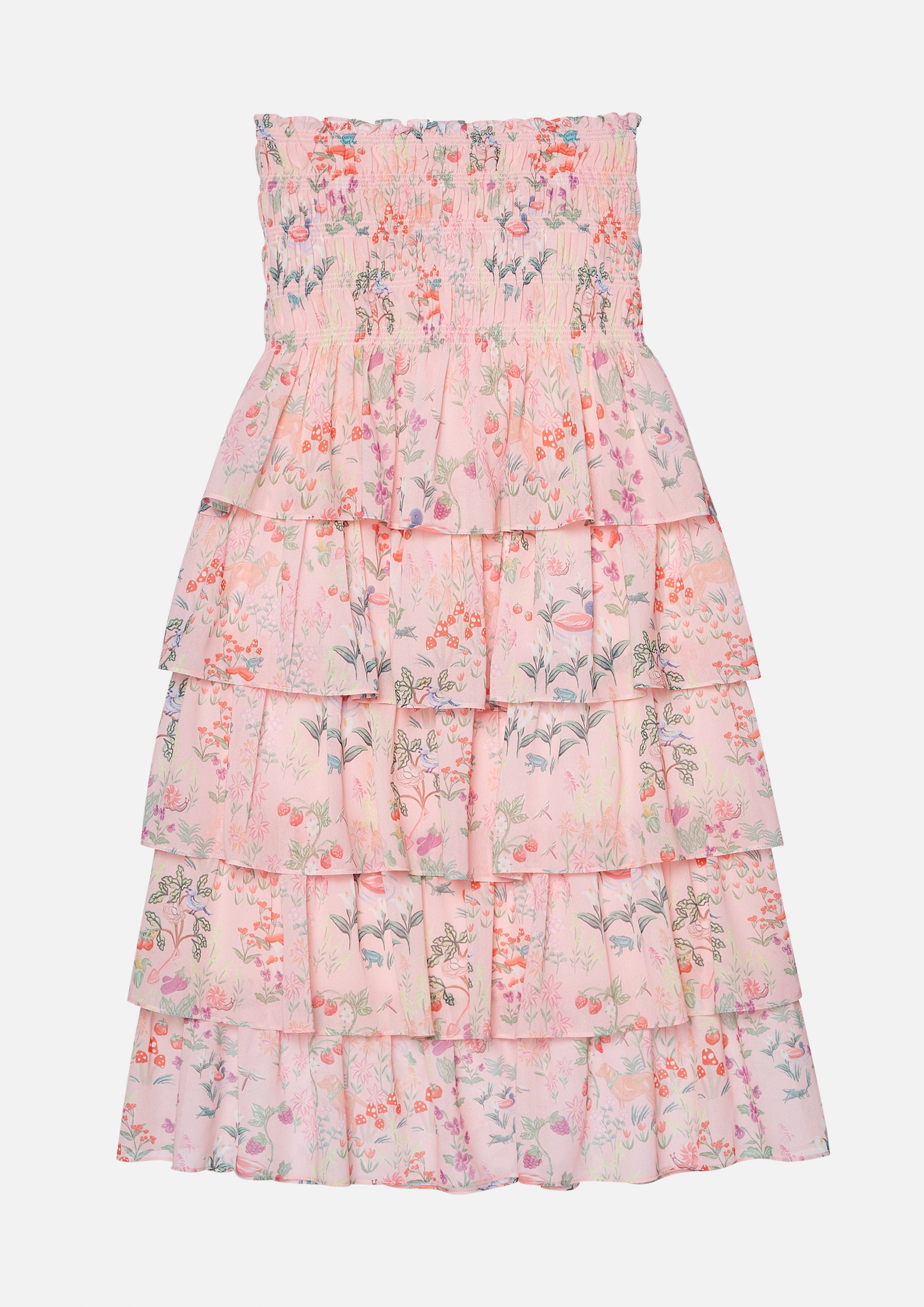 กระโปรงพิมพ์ลายระบายต่อชั้น คอลเลคชัน Bloom Affair