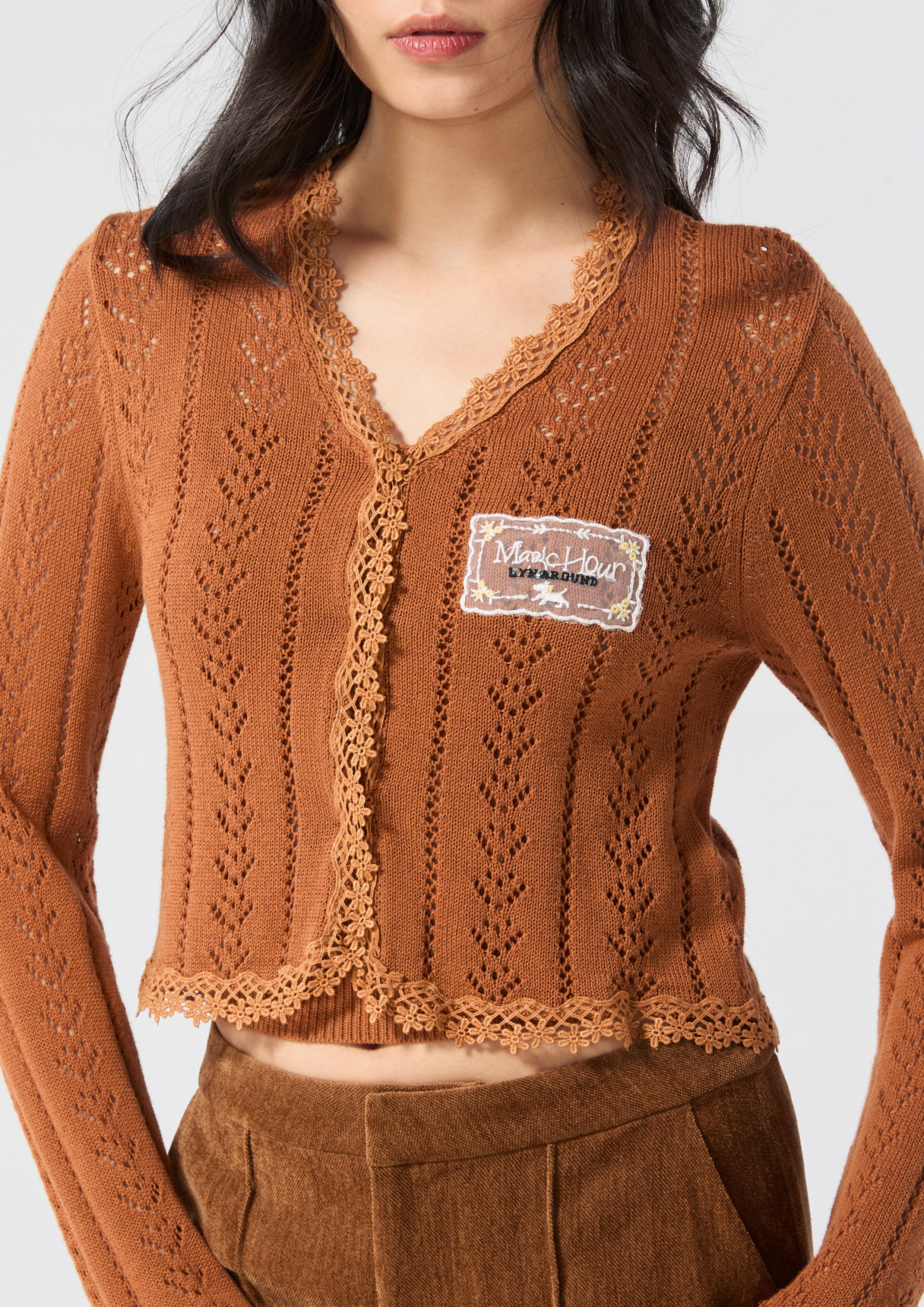 Embroidery Crochet Long Sleeve Cardigan Bloom Affair