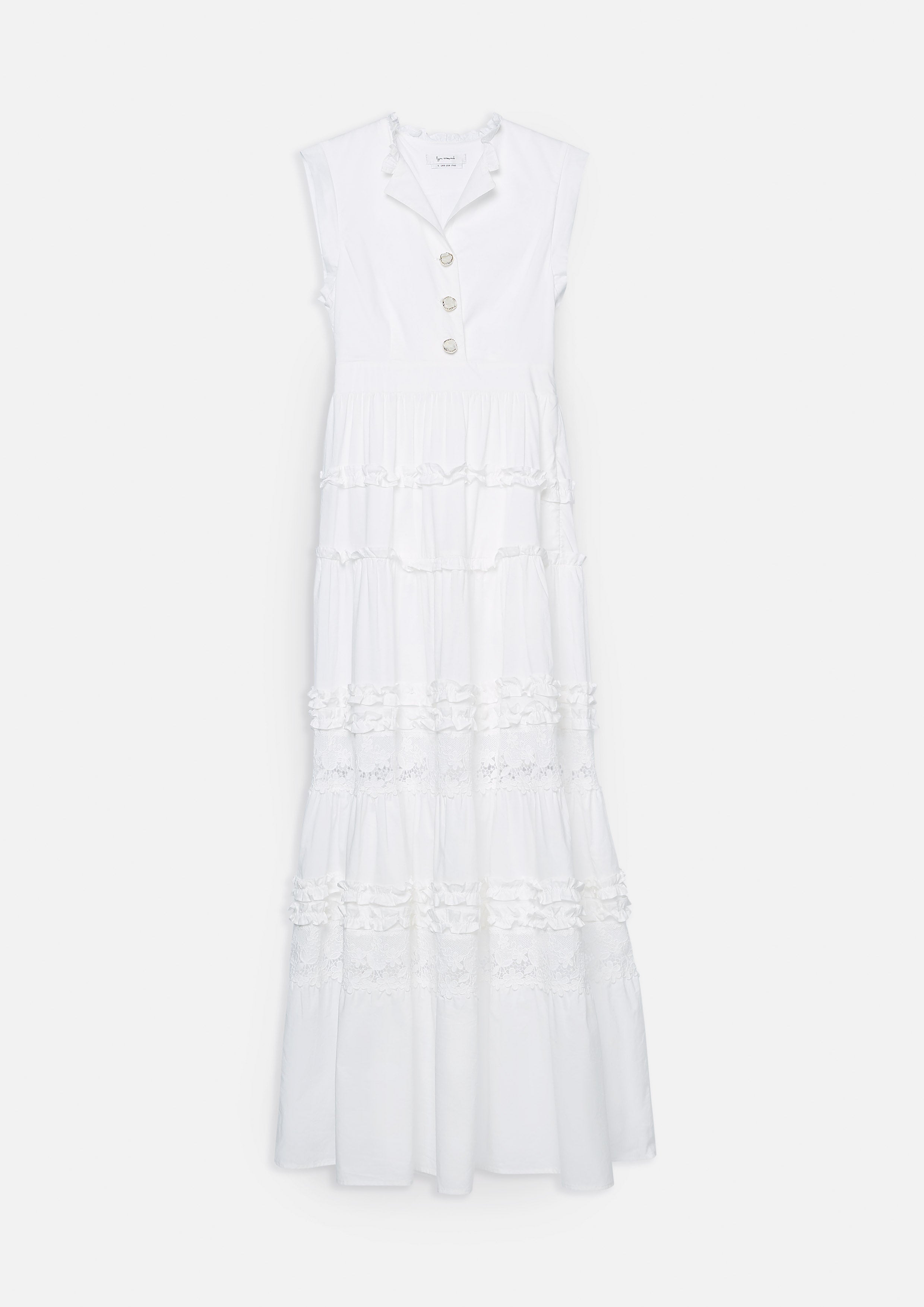 เดรสแม็กซี่แขนกุดกระโปรงต่อชั้นแซมผ้าลูกไม้ คอลเลคชัน Bloom Affair