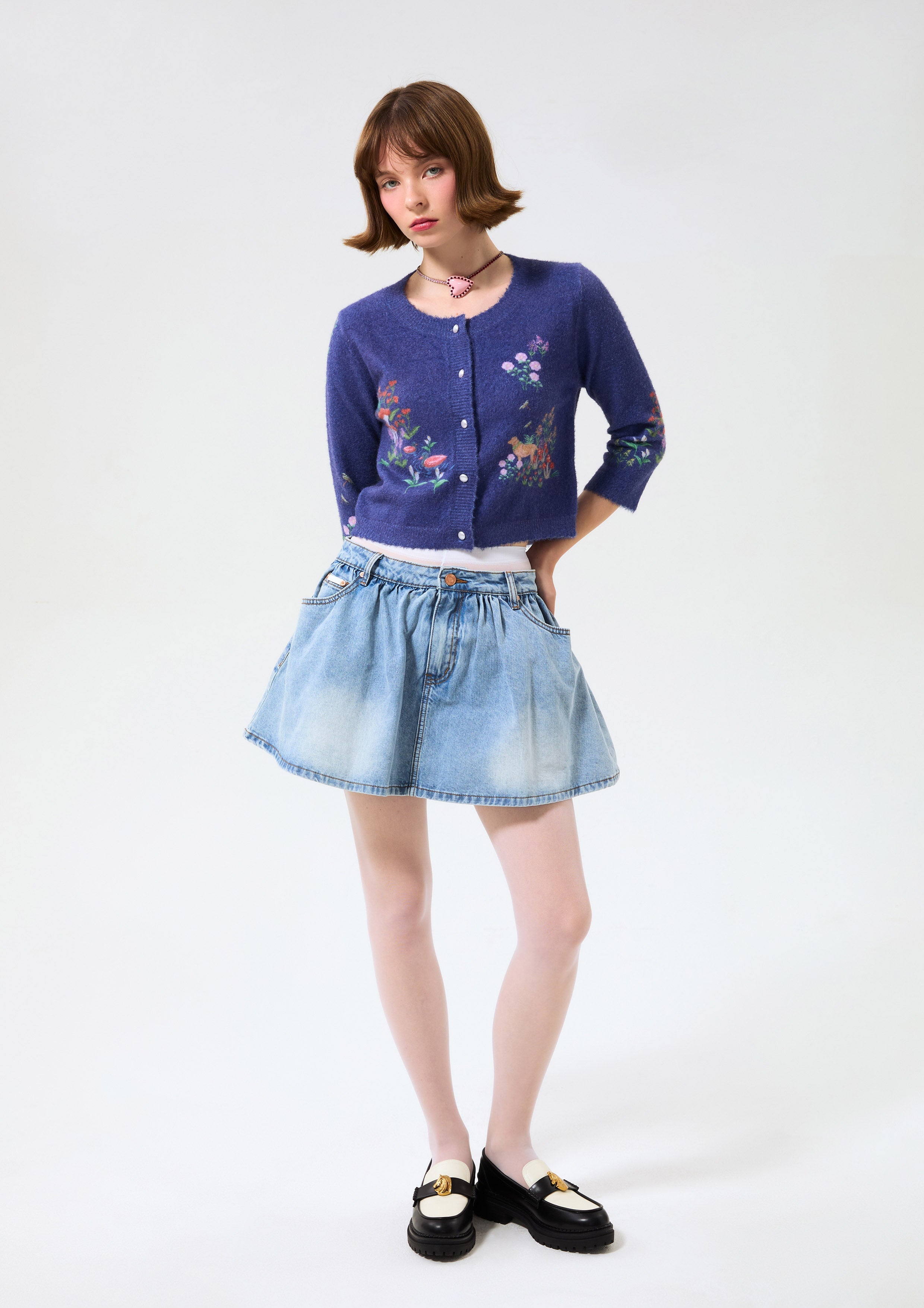 Floral Crop Crewneck Cardigan Bloom Affair