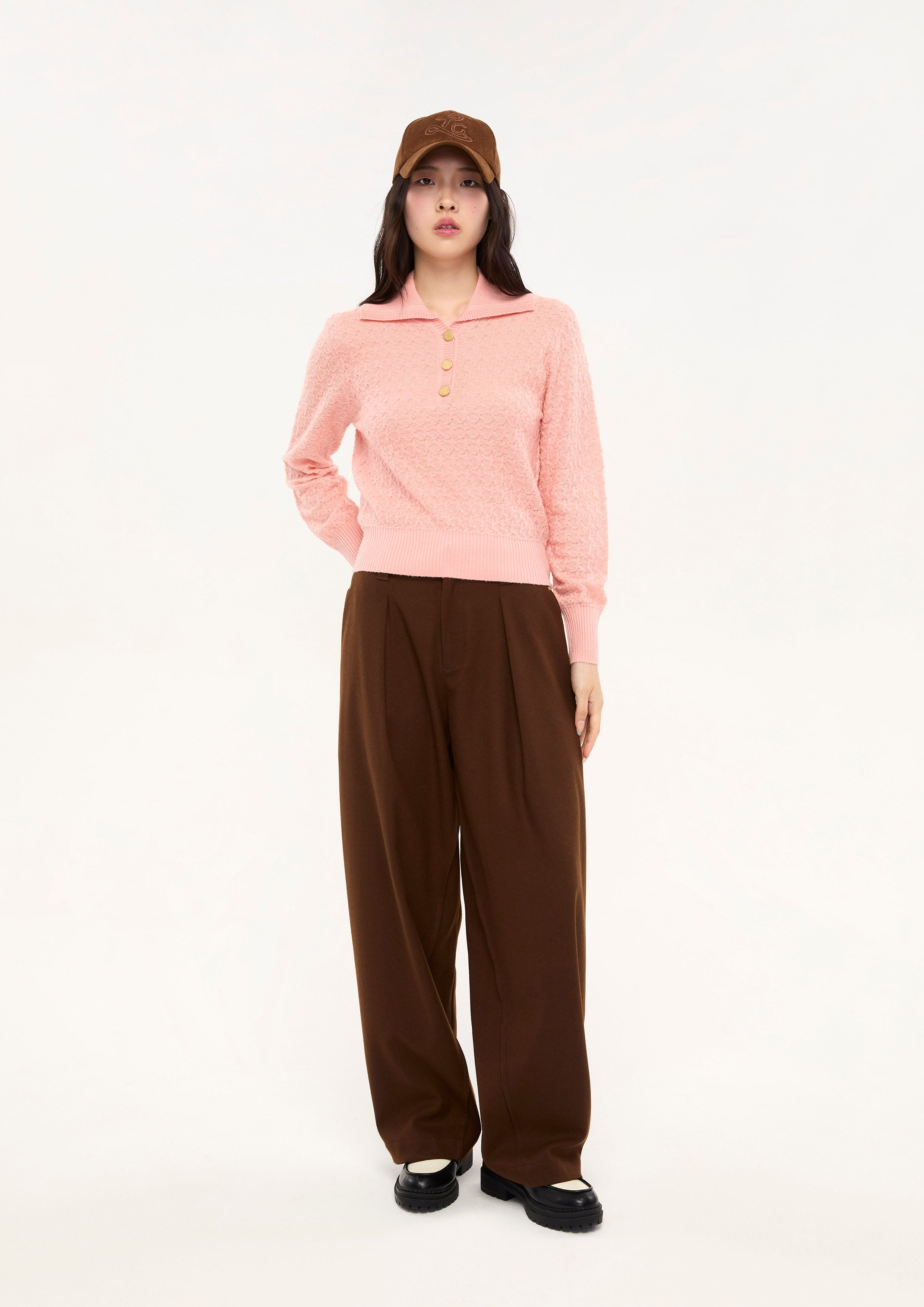 Half Button Knitted Top Bloom in Shade & Shadow
