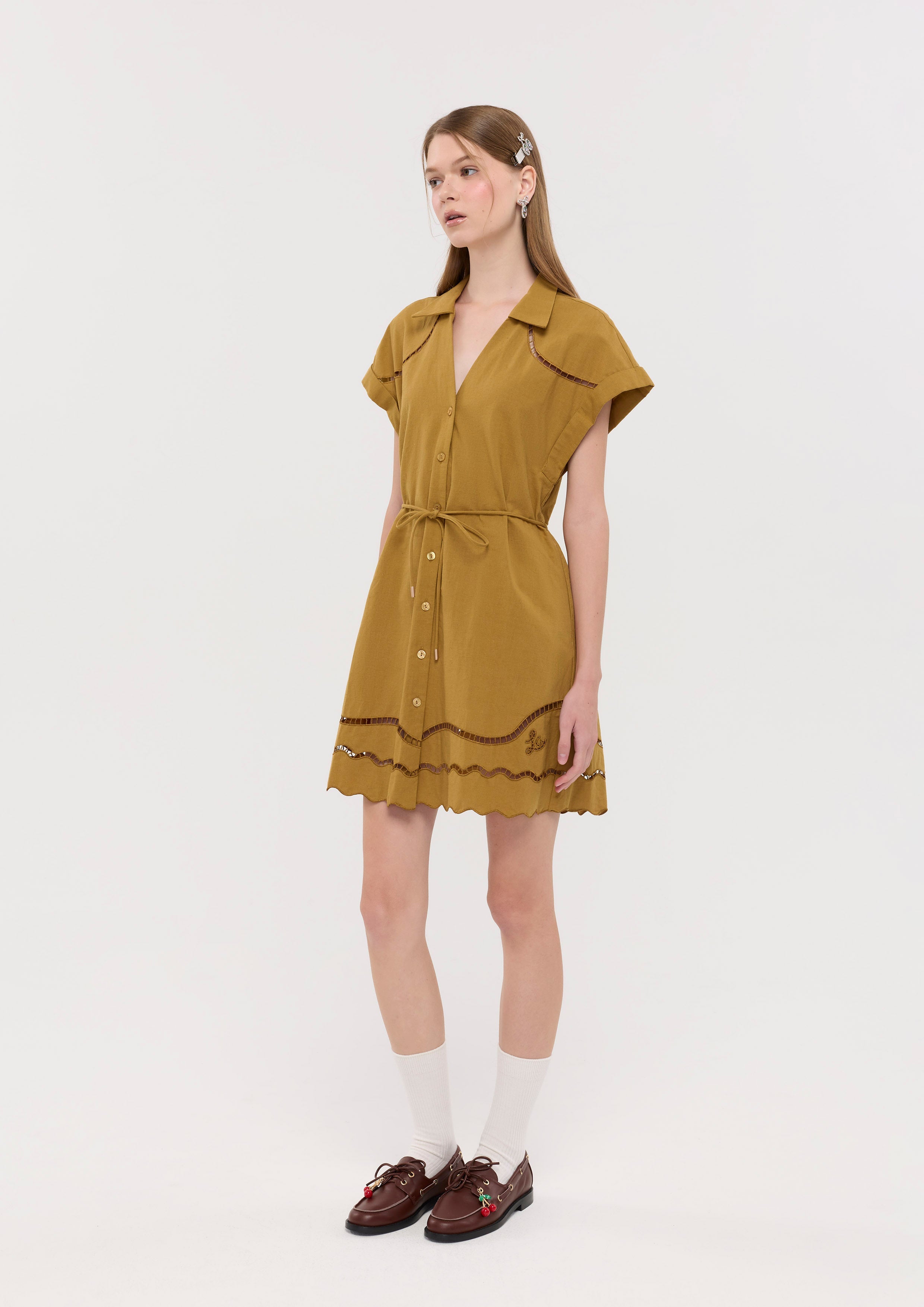 Lasecut Button Mini Dress La Femme Demure