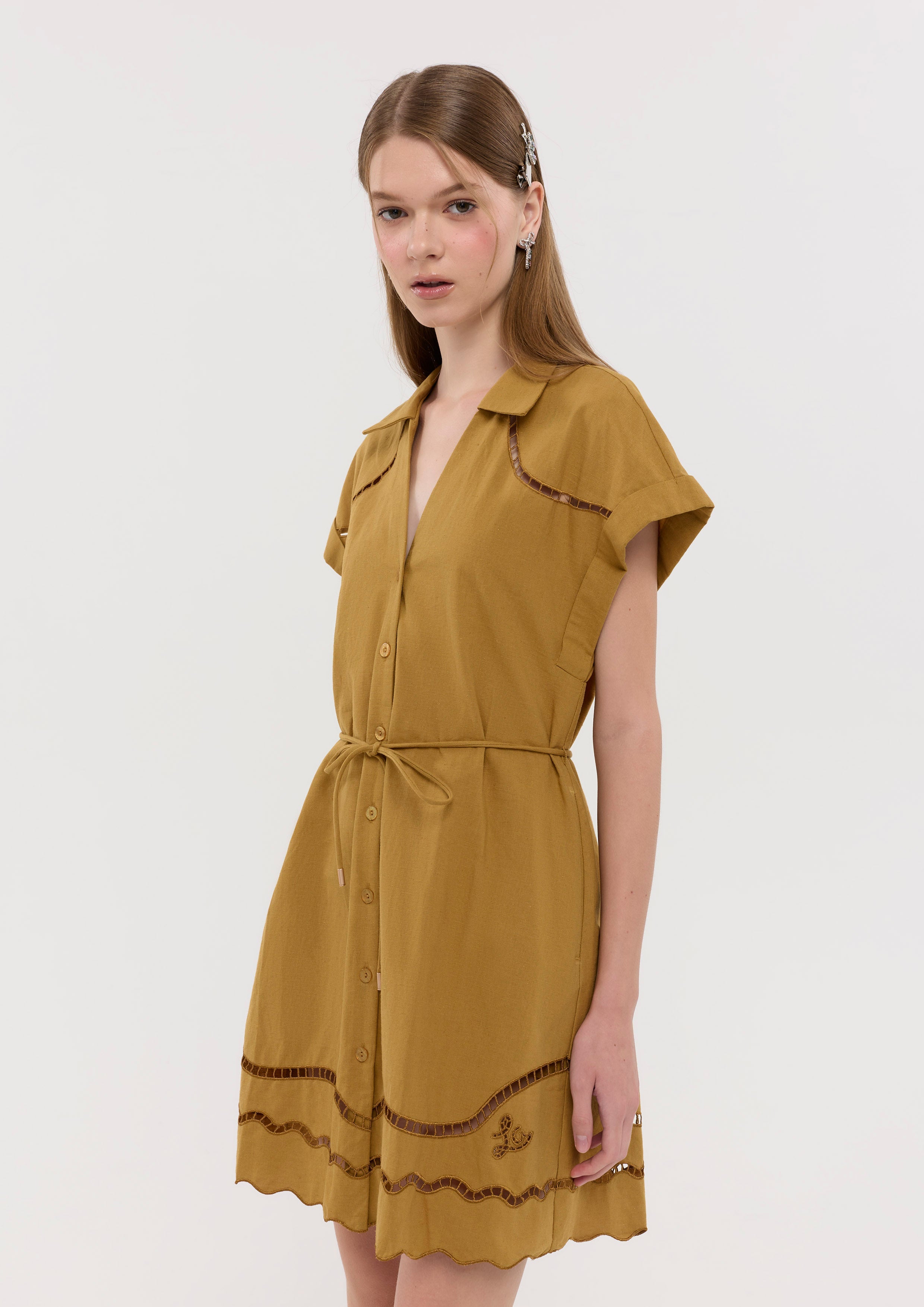 Lasecut Button Mini Dress La Femme Demure