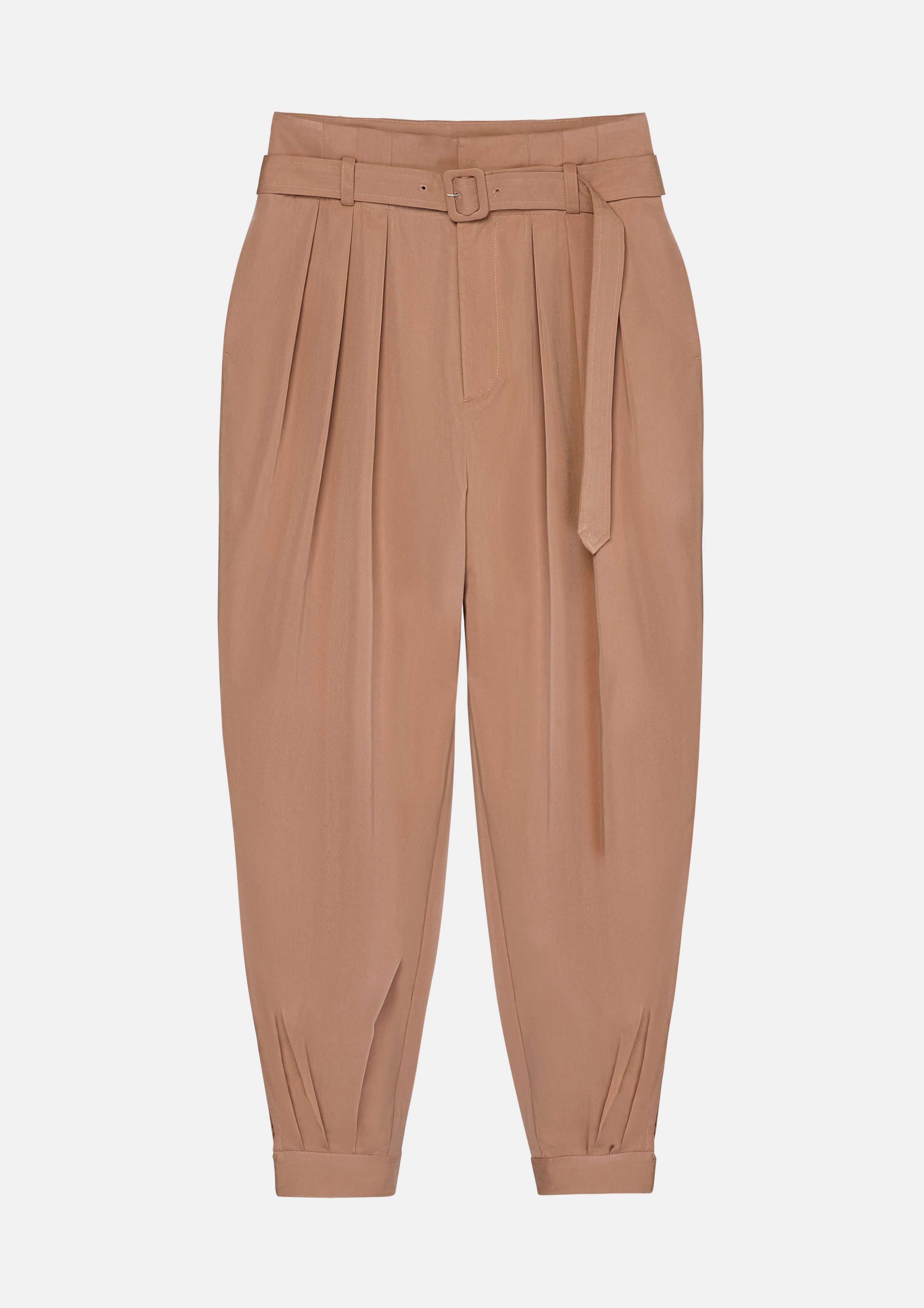 Fluid Trousers With Belt Fulvous