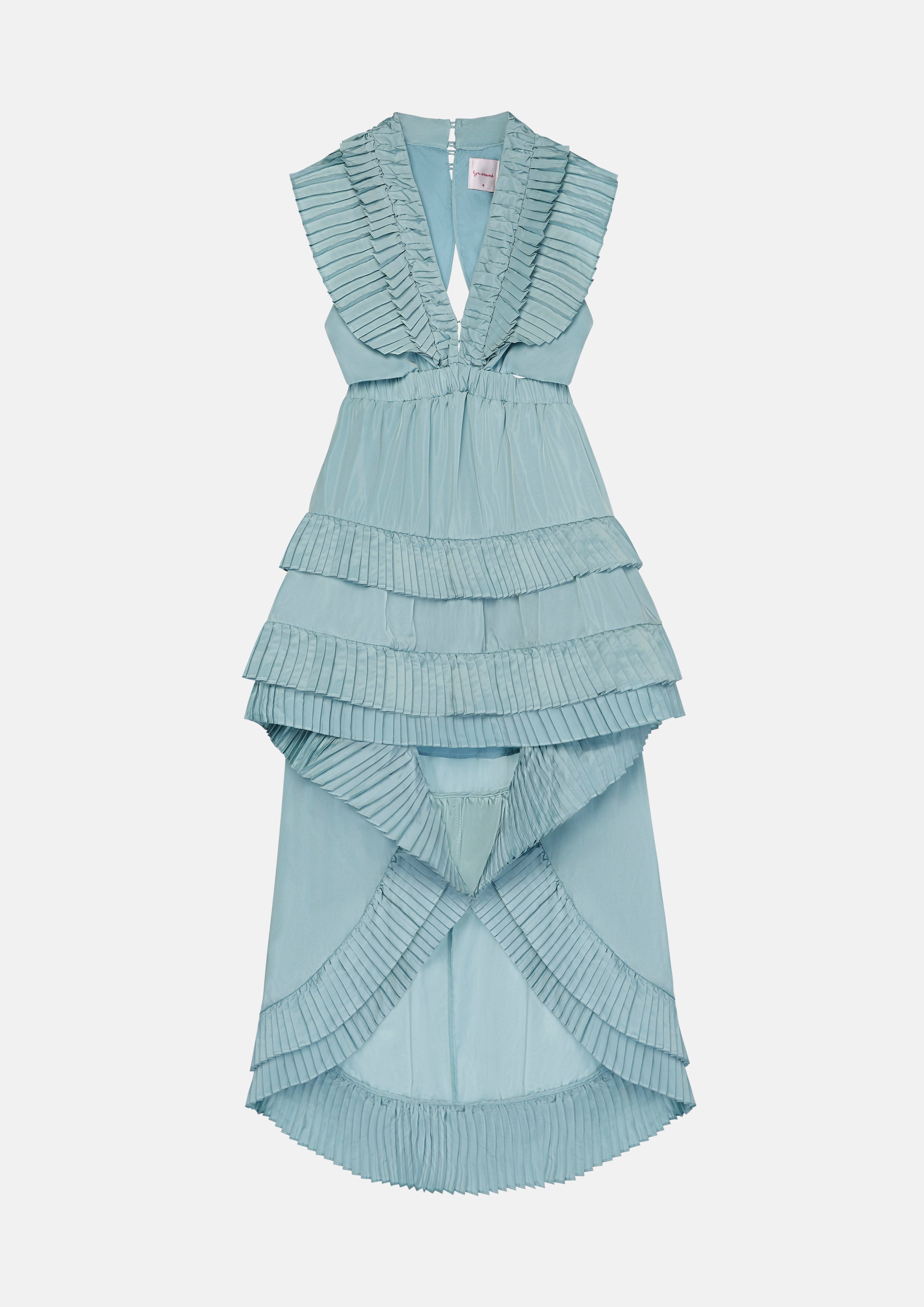 Pleated Trim High Low Skirt Dress Fulvous