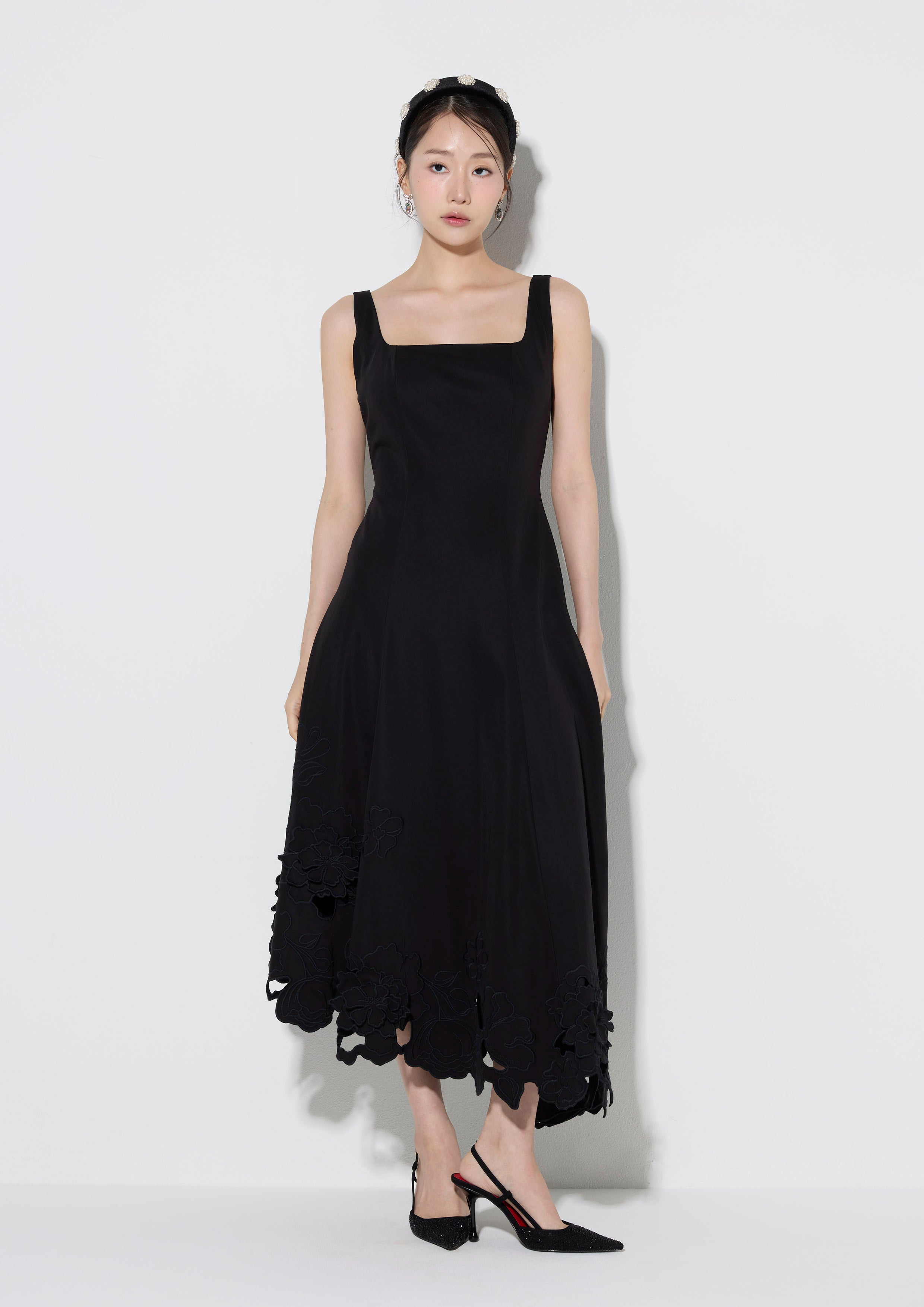 Lace Handkerchief Skirt Midi Dress Fulvous