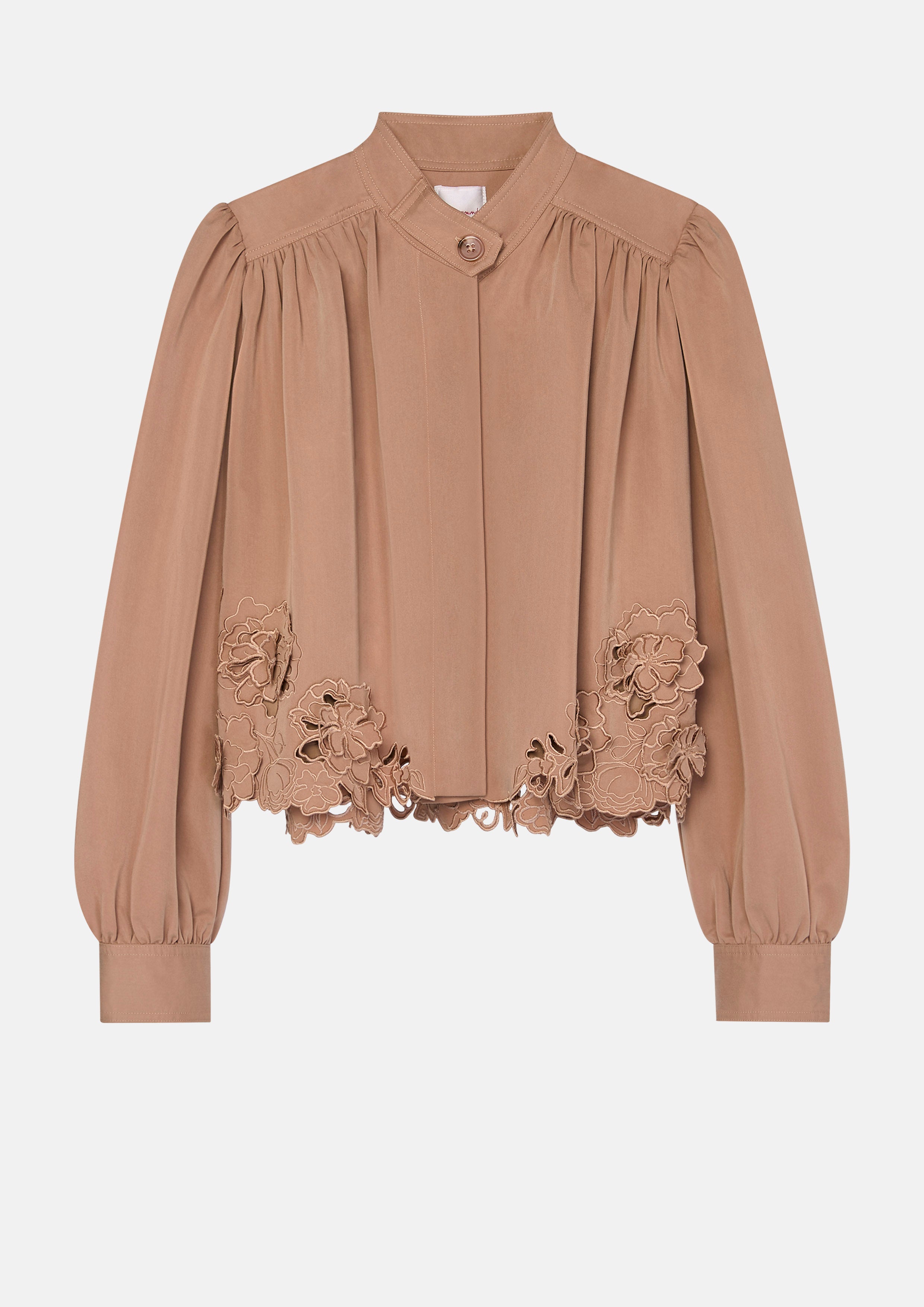 Floral Applique Long Sleeve Jacket Fulvous