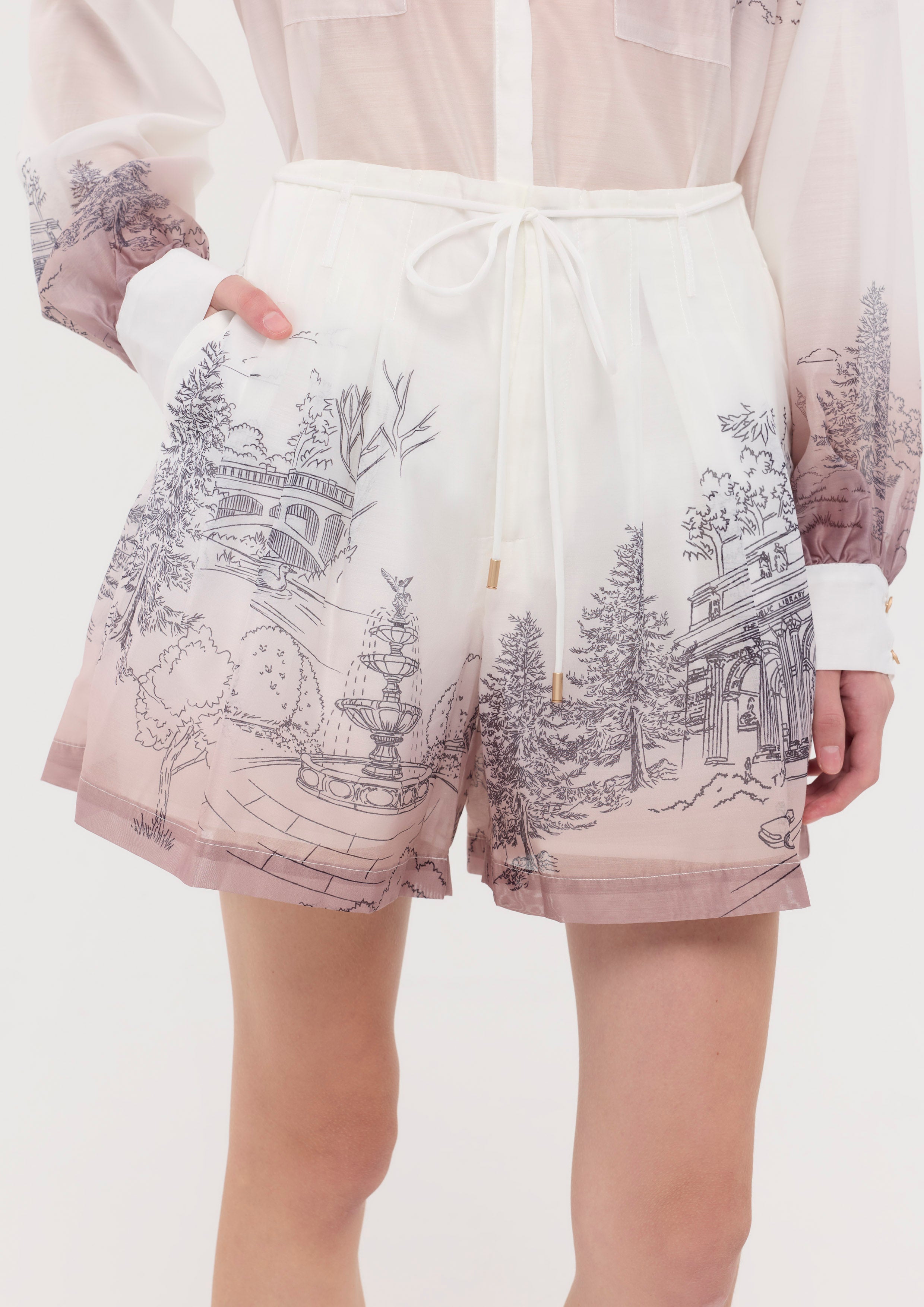 Print Waist Tie Shorts La Femme Demure