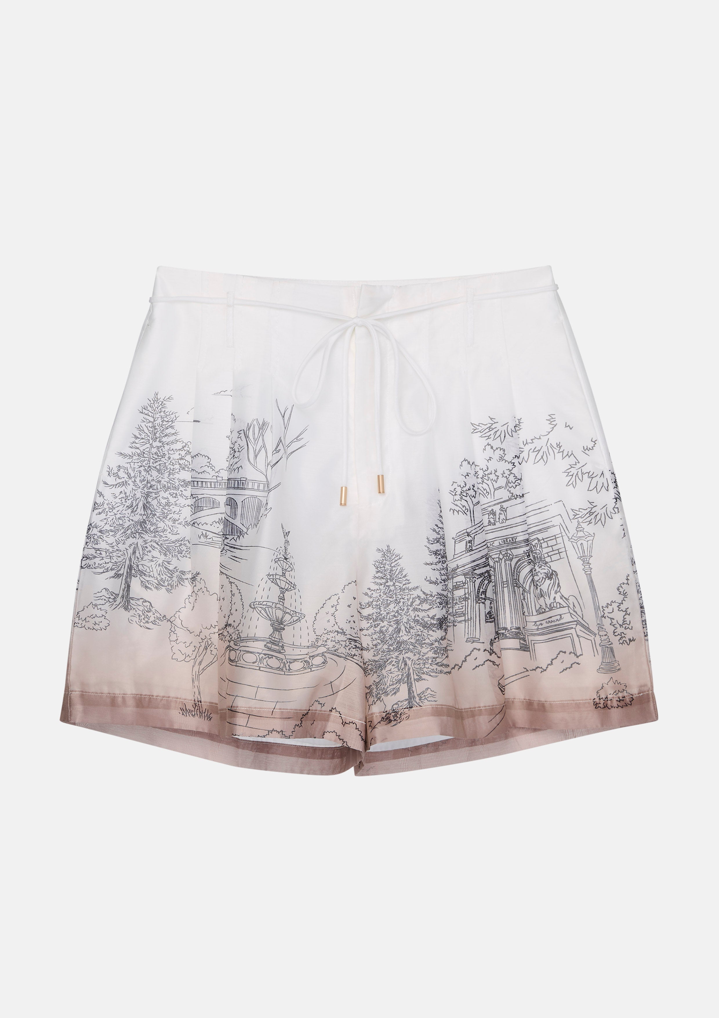 Print Waist Tie Shorts La Femme Demure