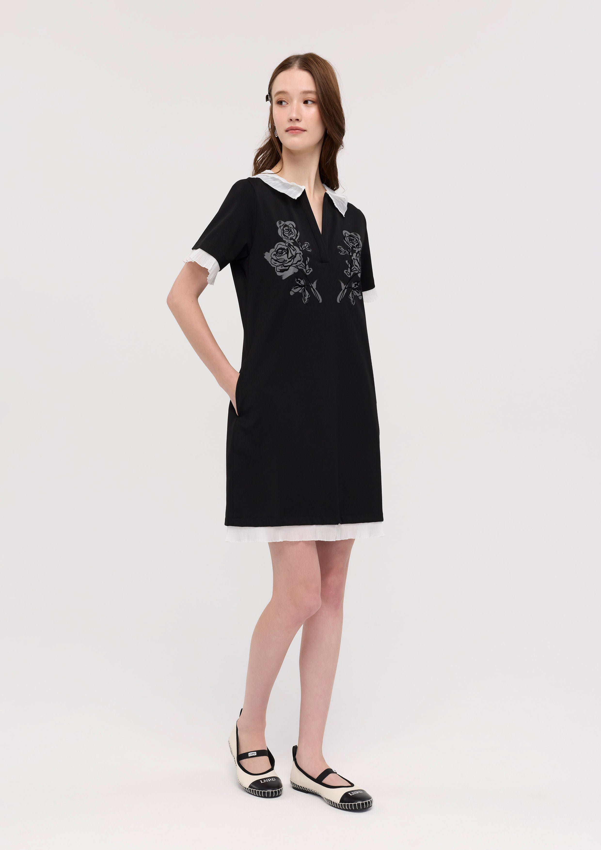 Rose Print Mini Dress Bloom in Shade & Shadow