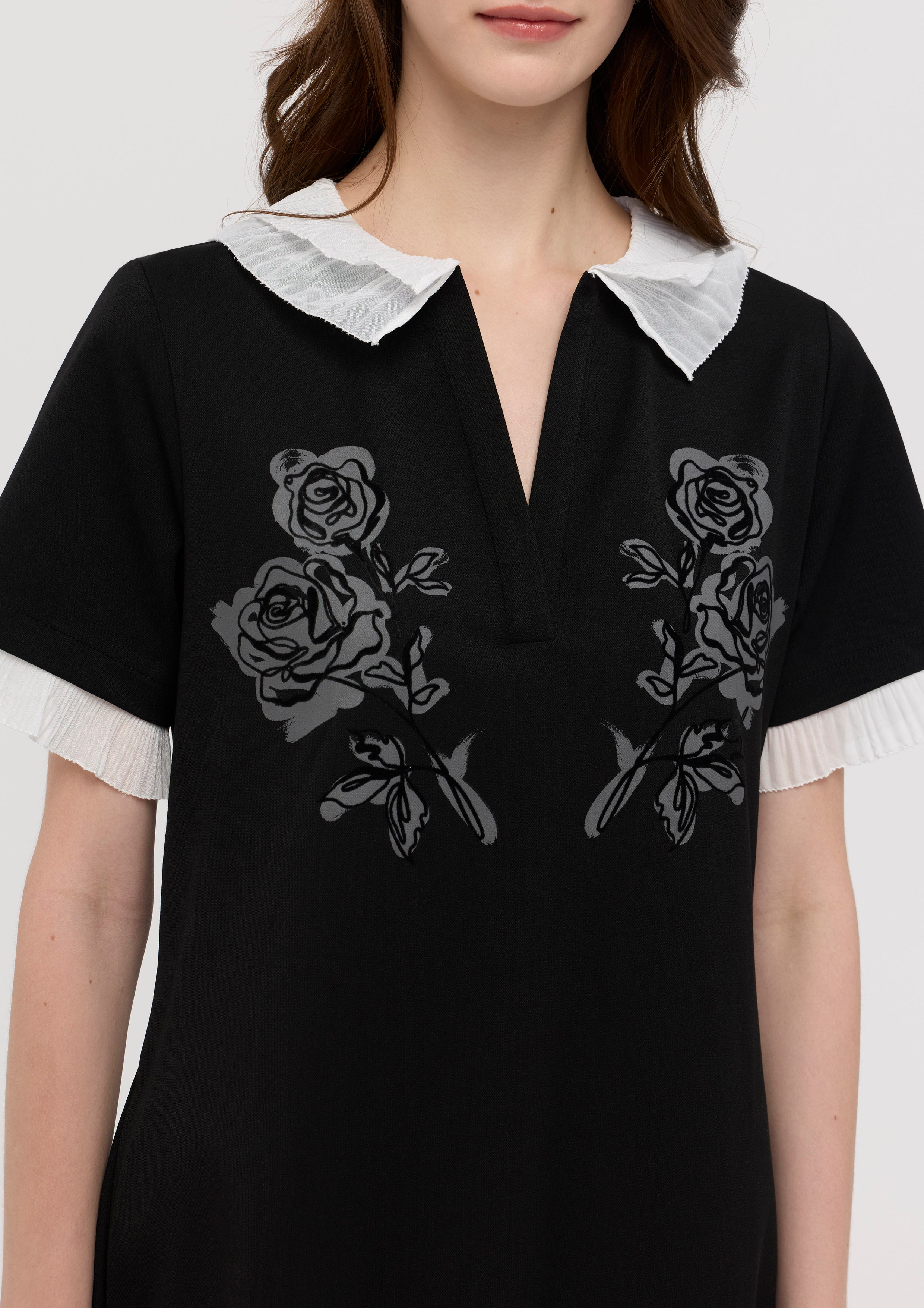 Rose Print Mini Dress Bloom in Shade & Shadow