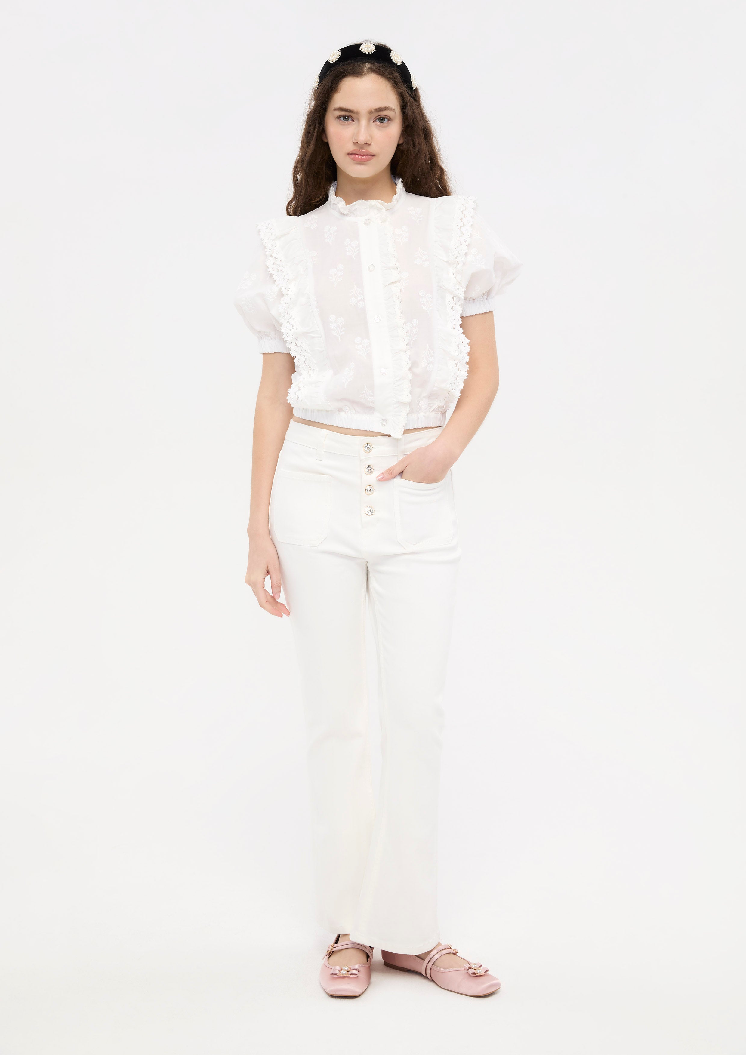 Frill Trim Short Sleeve Blouse You Are Magic