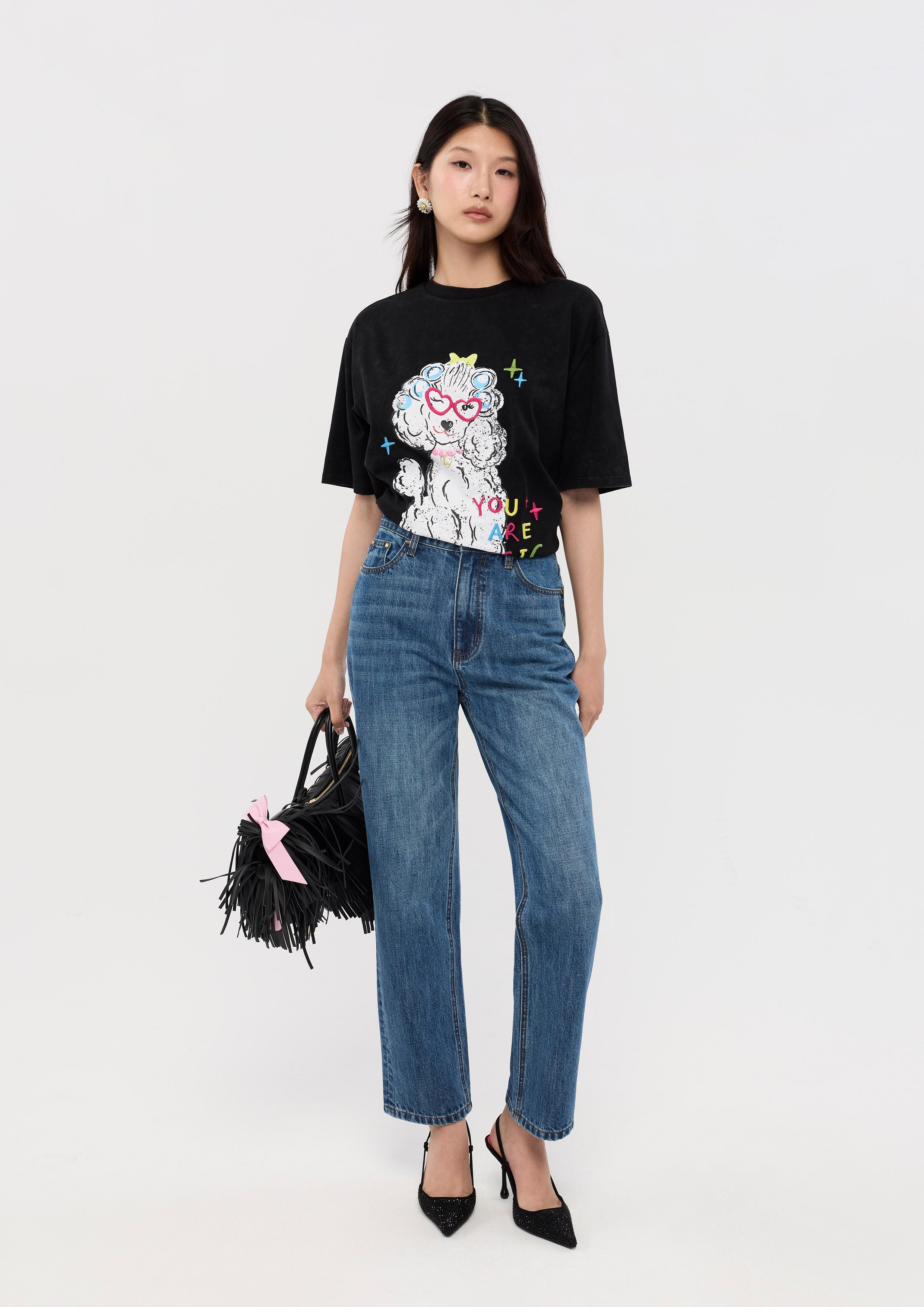กางเกงเดนิมขายาวทรงขากระบอก คอลเลกชัน Basic Denim