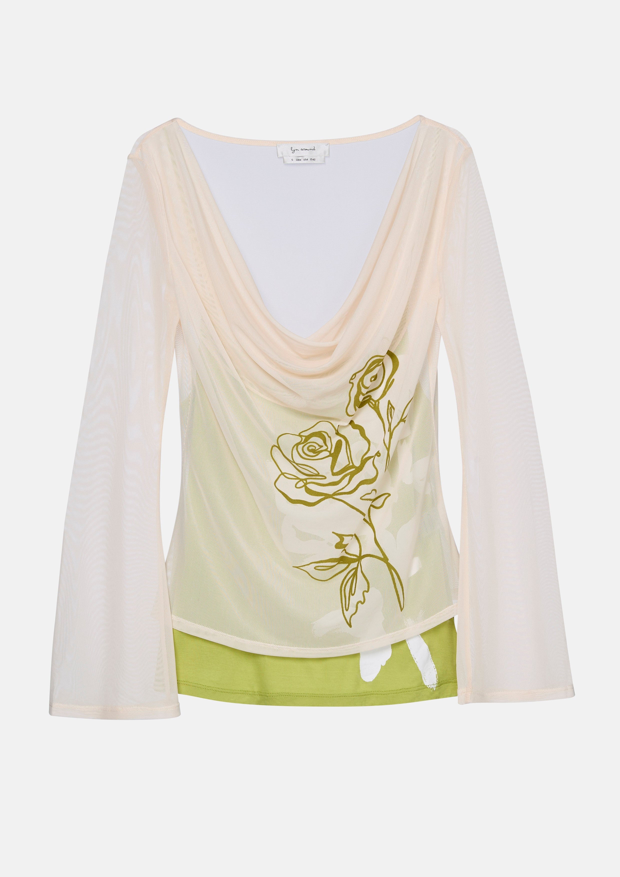 เสื้อแขนยาวผ้าเชียร์พิมพ์ลายดอกกุหลาบ คอลเลกชัน Bloom in Shade & Shadow