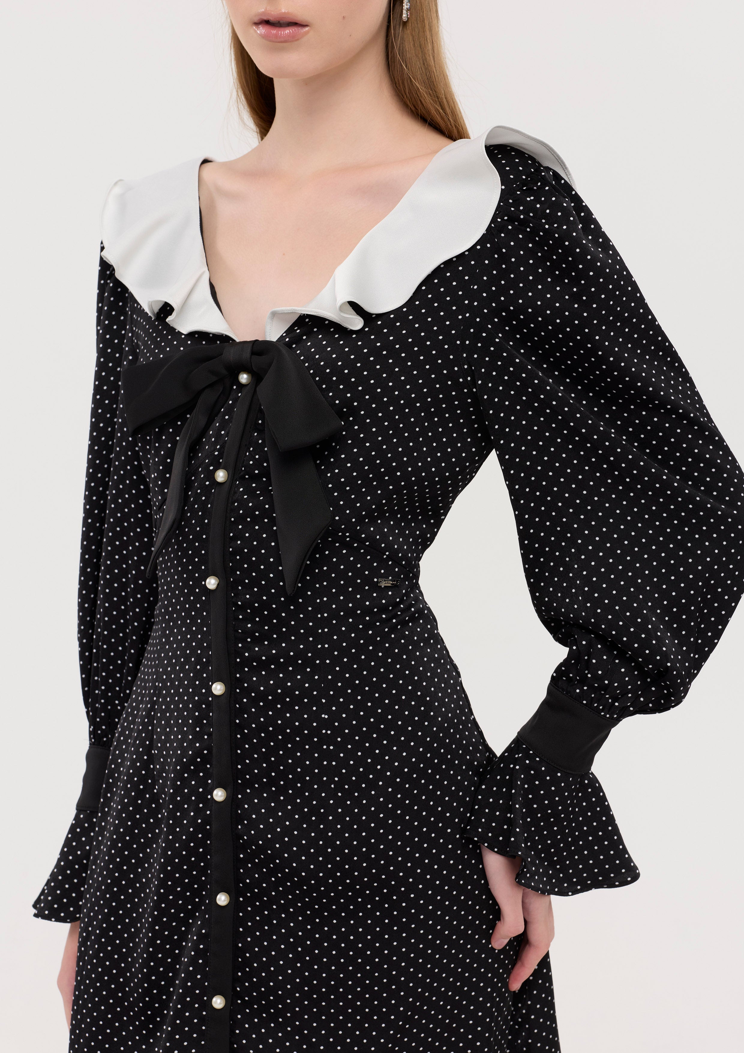 Polkadot Long Sleeve Midi Dress La Femme Demure