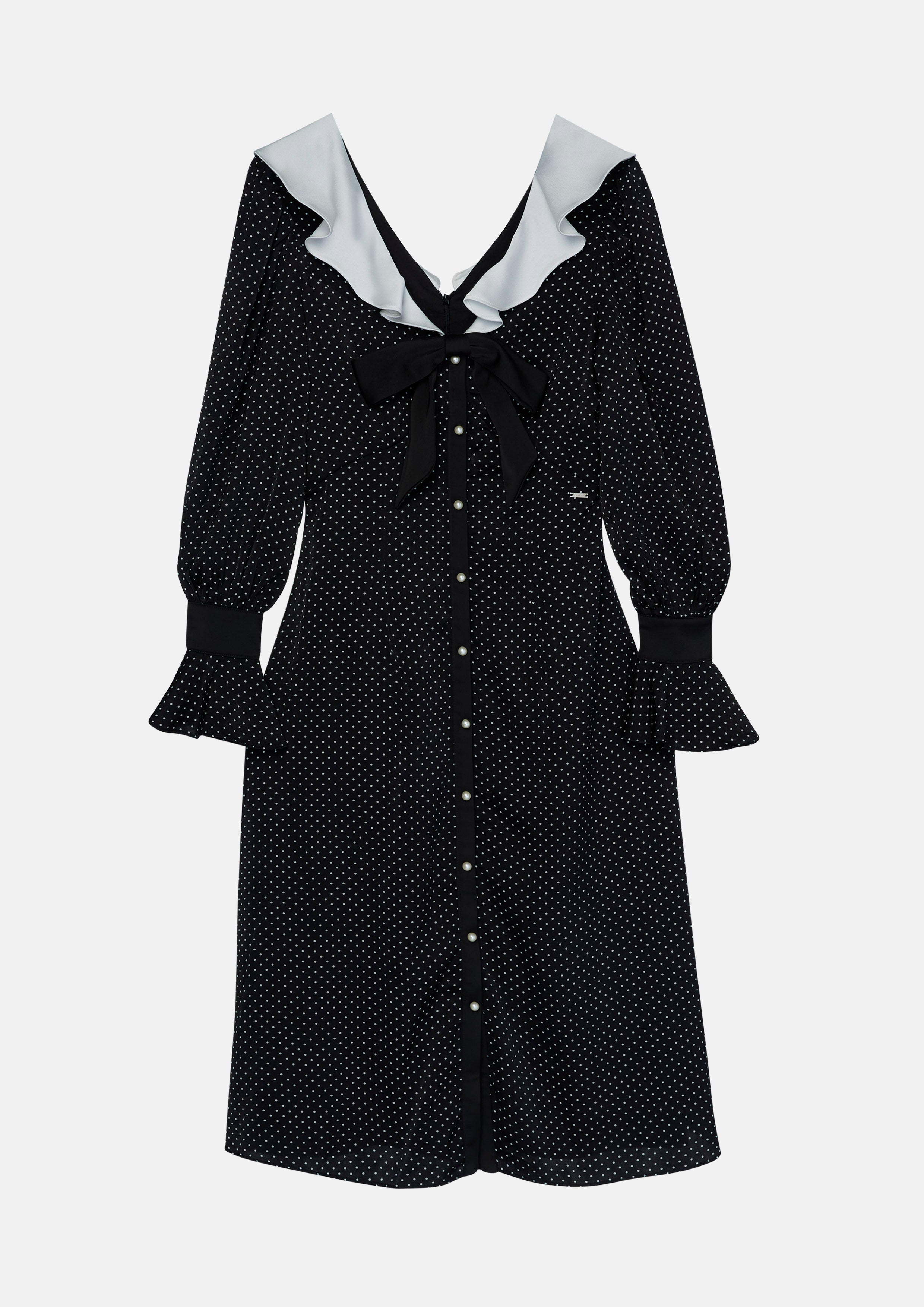 Polkadot Long Sleeve Midi Dress La Femme Demure