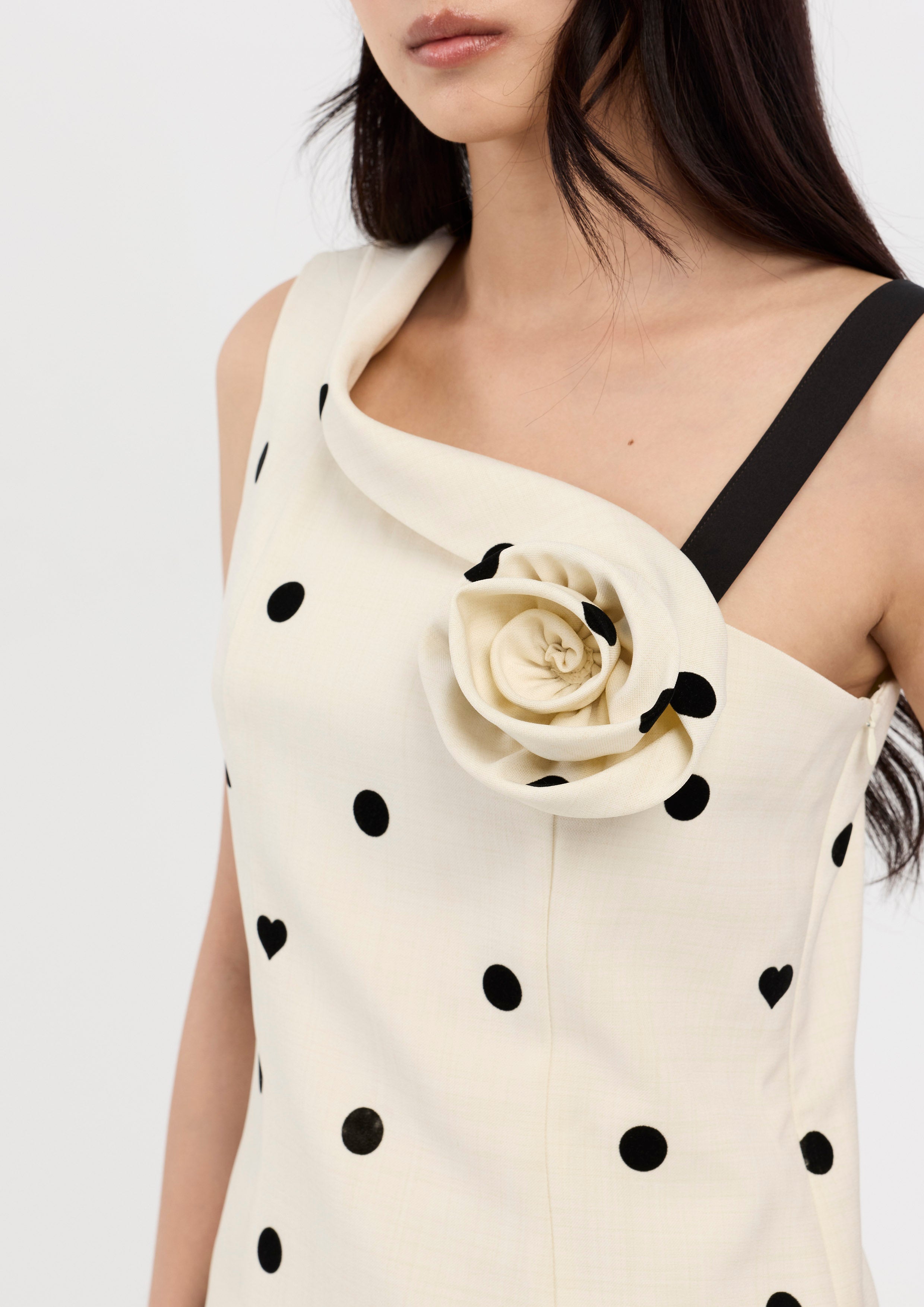 Polkadot Rose Applique Top La Femme Demure