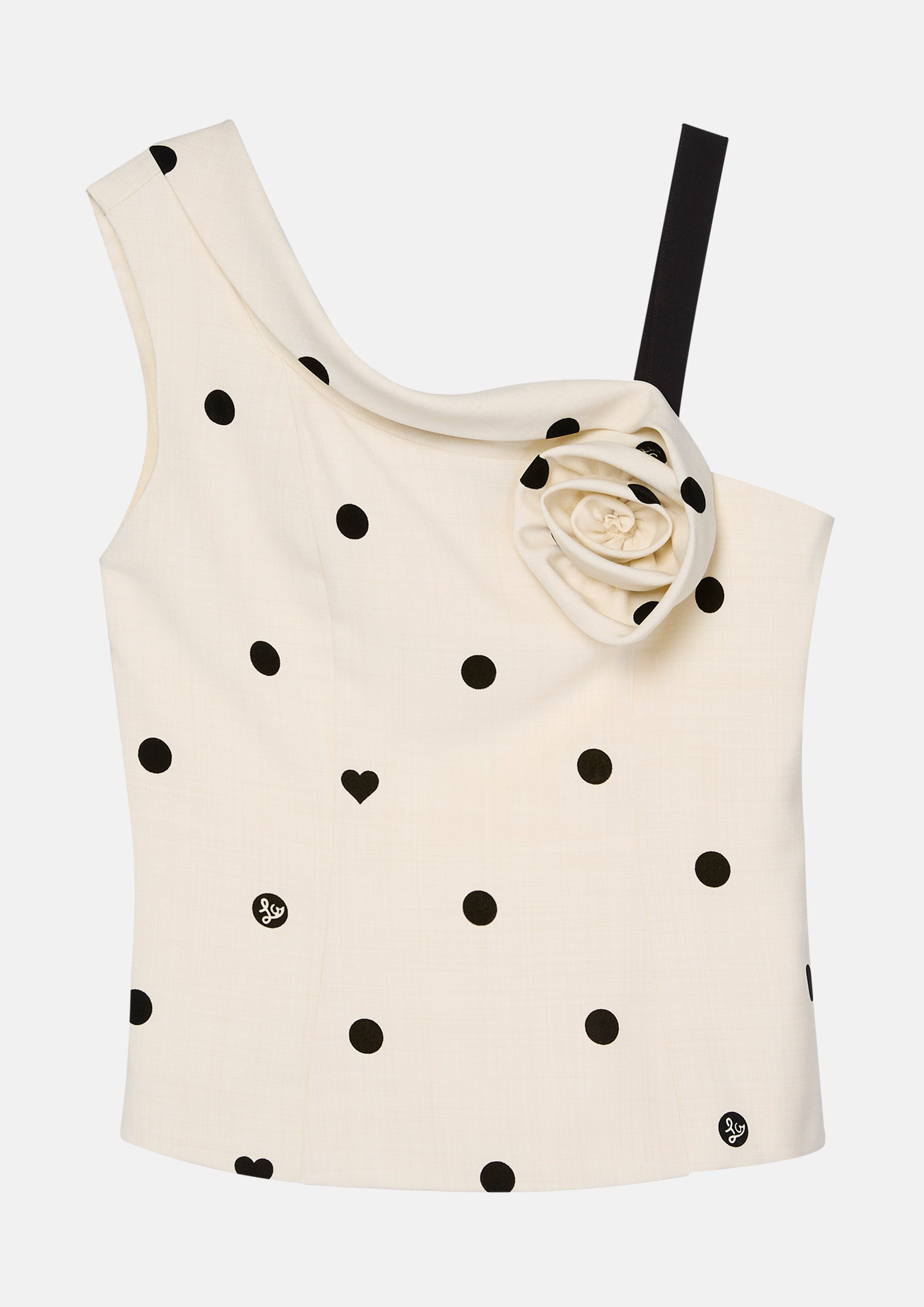 Polkadot Rose Applique Top La Femme Demure