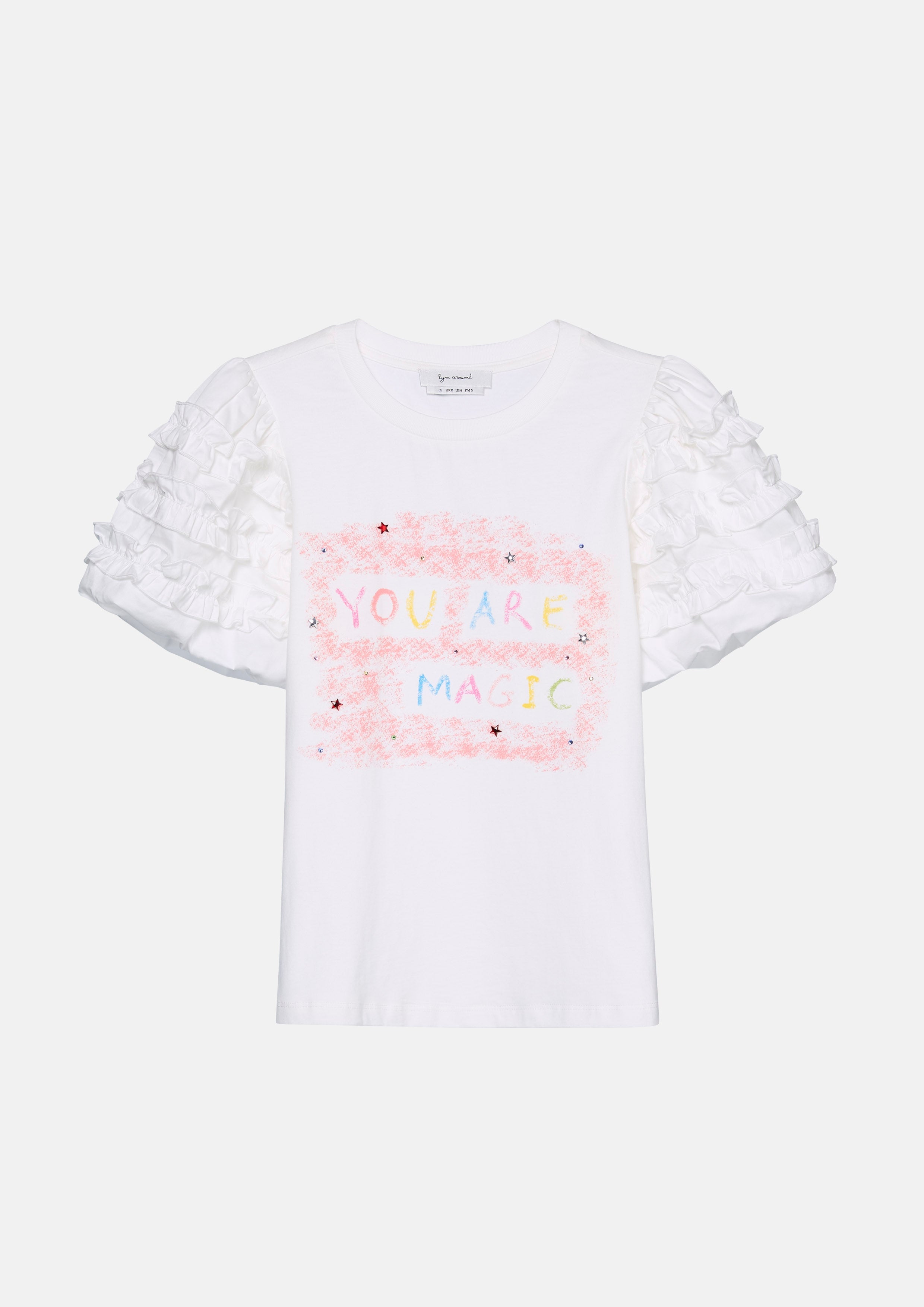 เสื้อแขนสั้นทรงวอลลุ่มแต่งระบายพิมพ์ลาย คอลเลกชัน You Are Magic
