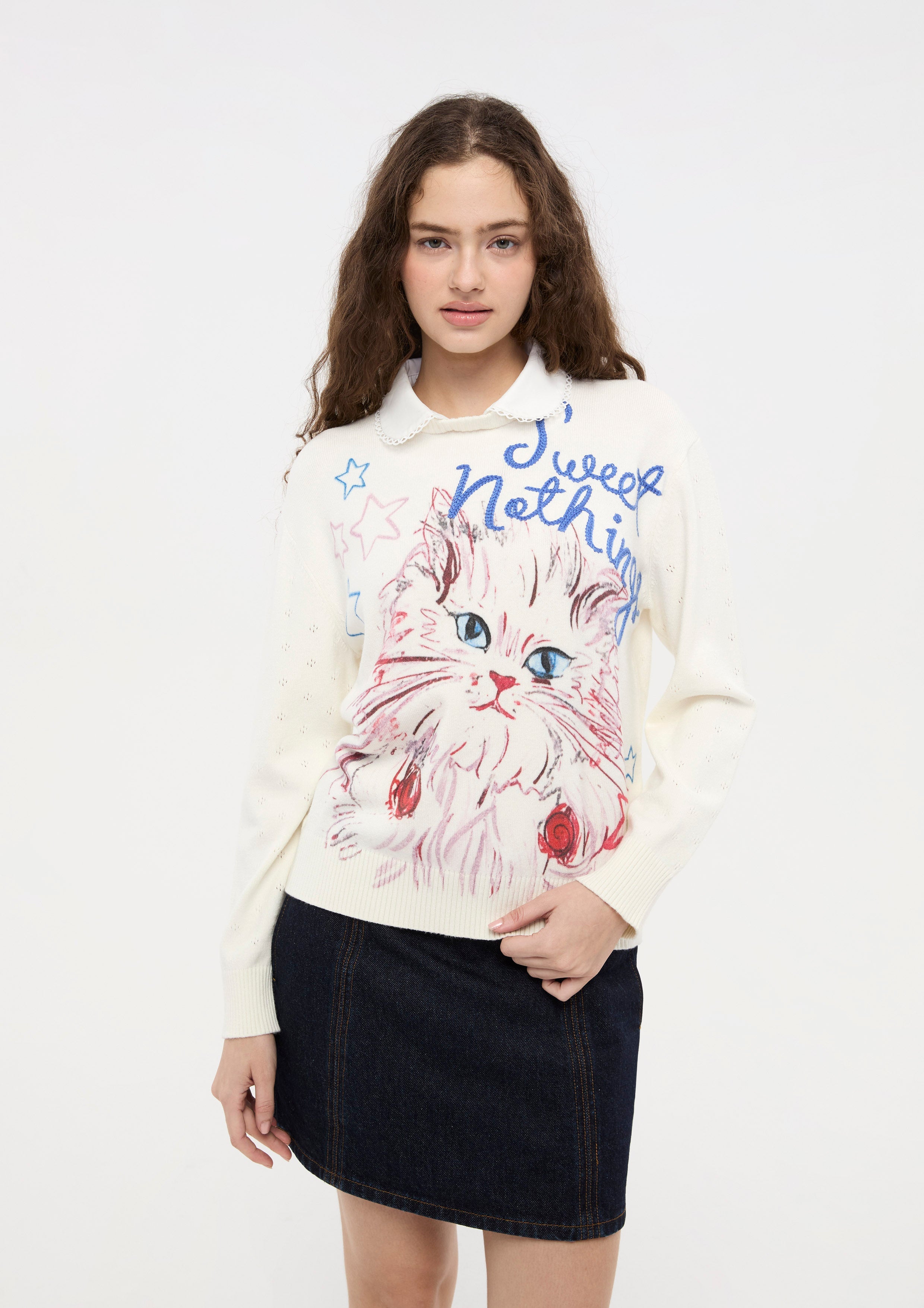 เสื้อคาร์ดิแกนแขนยาวพิมพ์ลายกราฟฟิคแต่งลายปัก คอลเลกชัน You Are Magic
