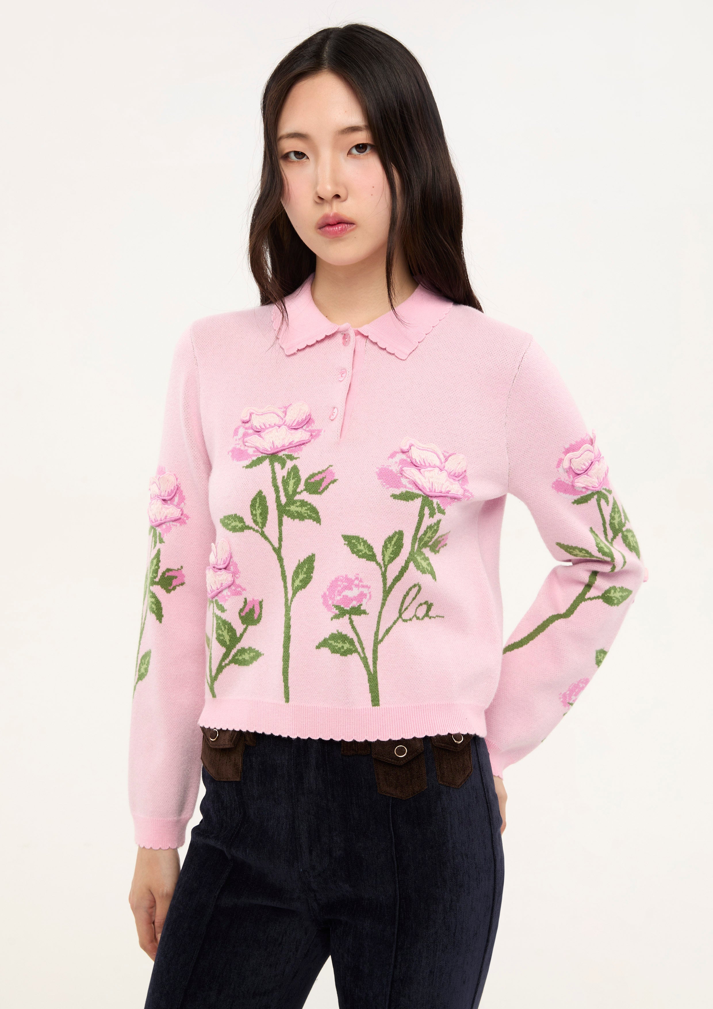 เสื้อแขนยาวปักลายดอกกุหลาบ คอลเลกชัน Sweet Nothing