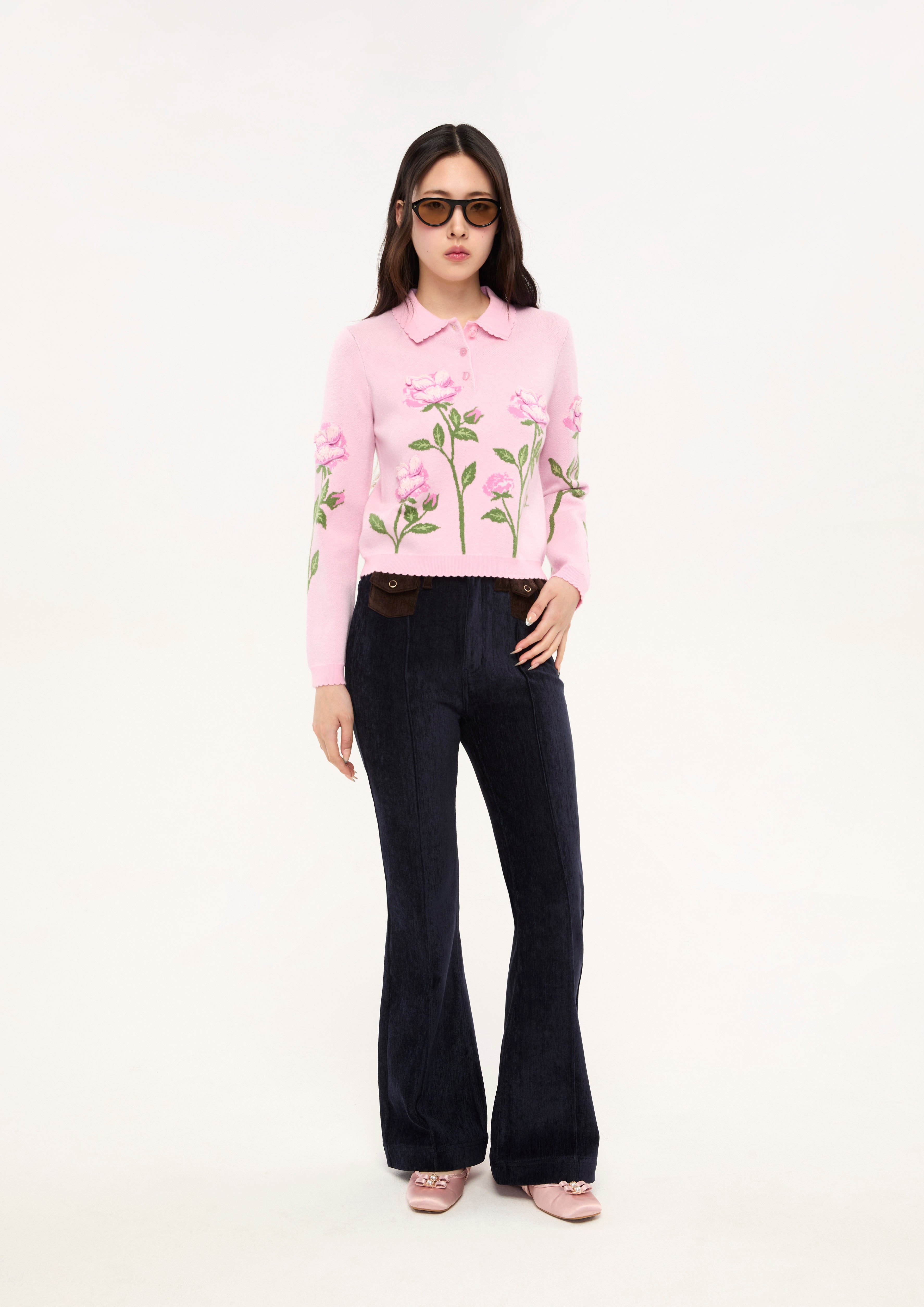 เสื้อแขนยาวปักลายดอกกุหลาบ คอลเลกชัน Sweet Nothing