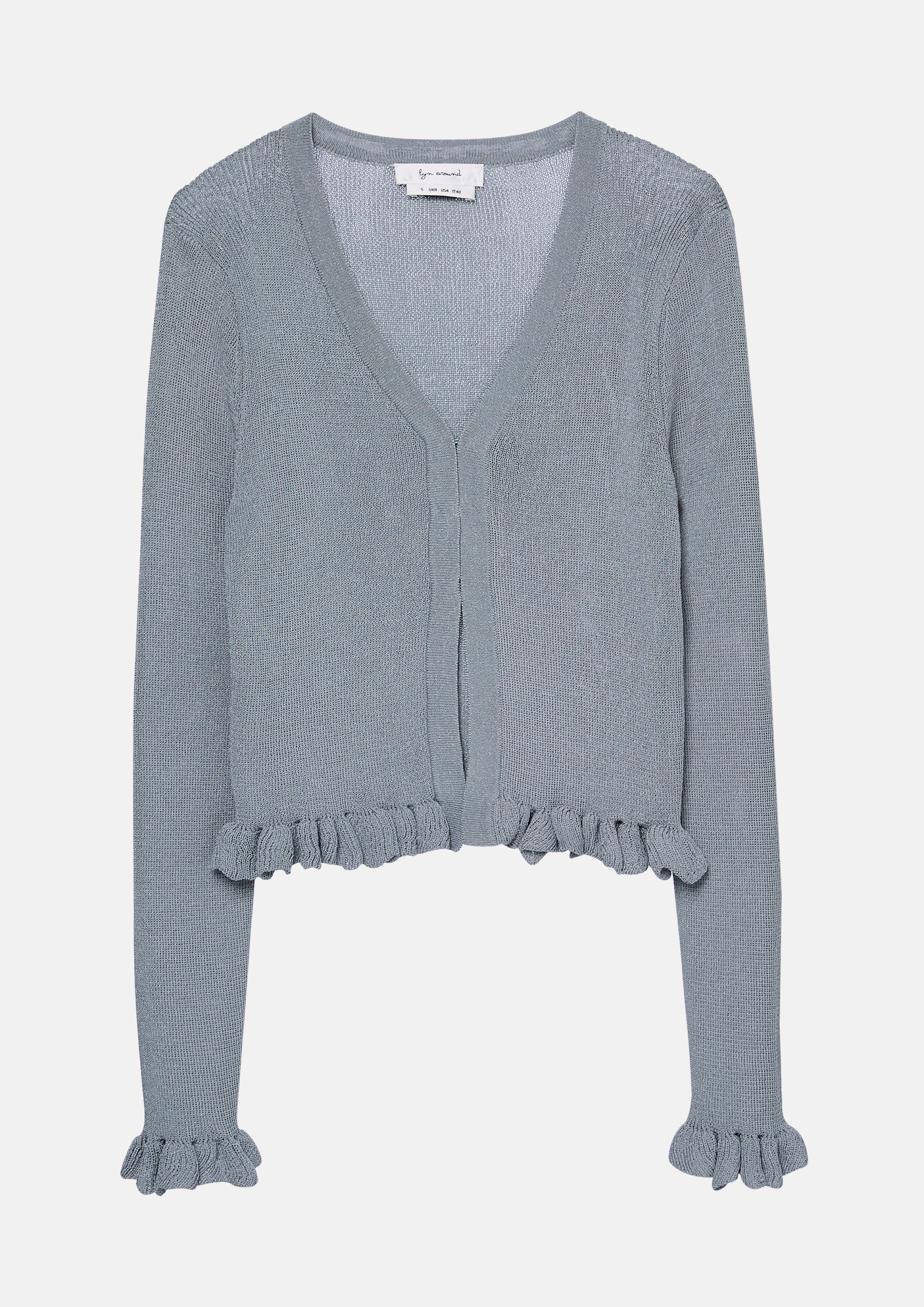 Ruffle Trim Crop Cardigan Mild Moment