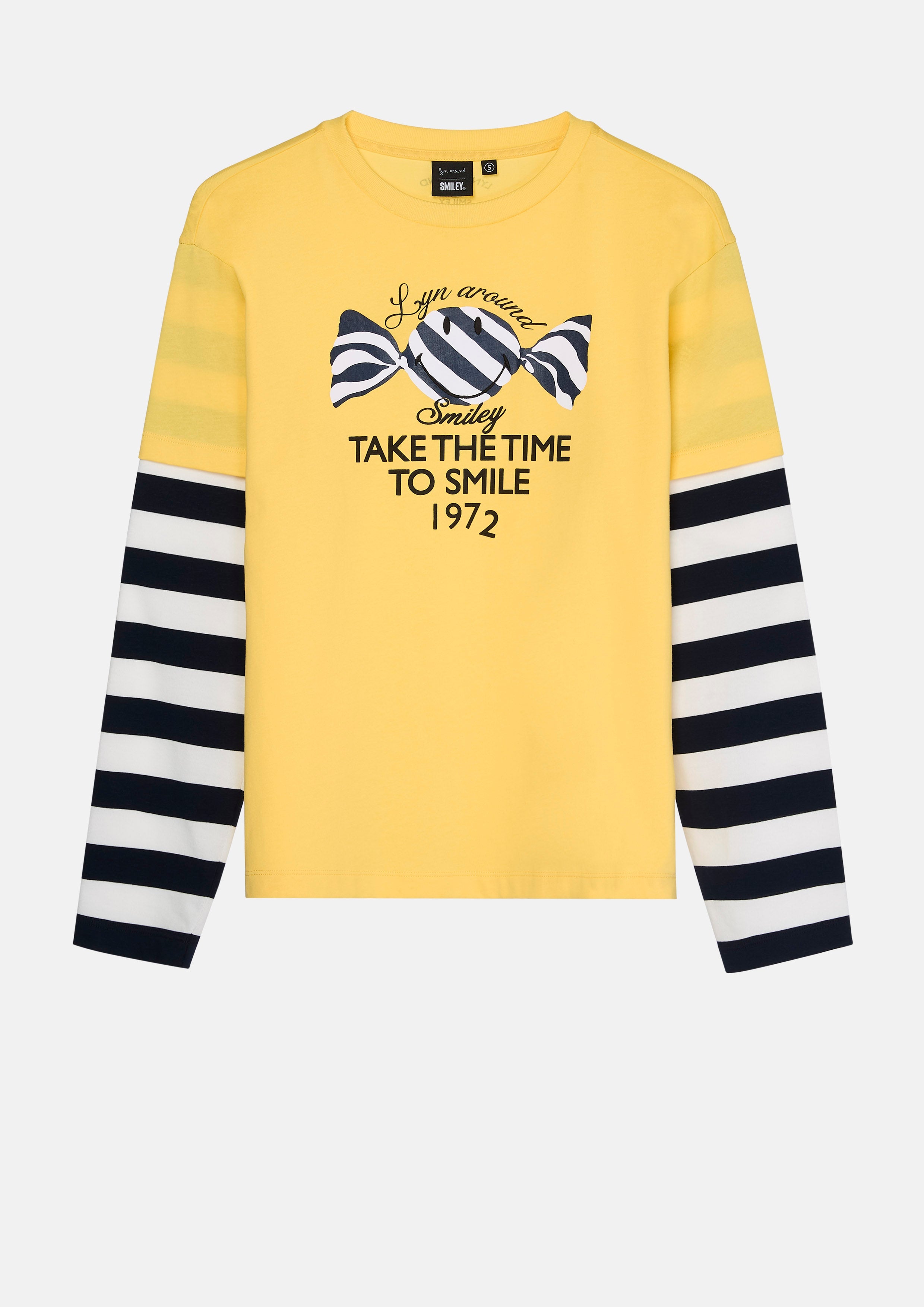 Print Stripe Long Sleeve T-Shirt Lyn around x SMILEY