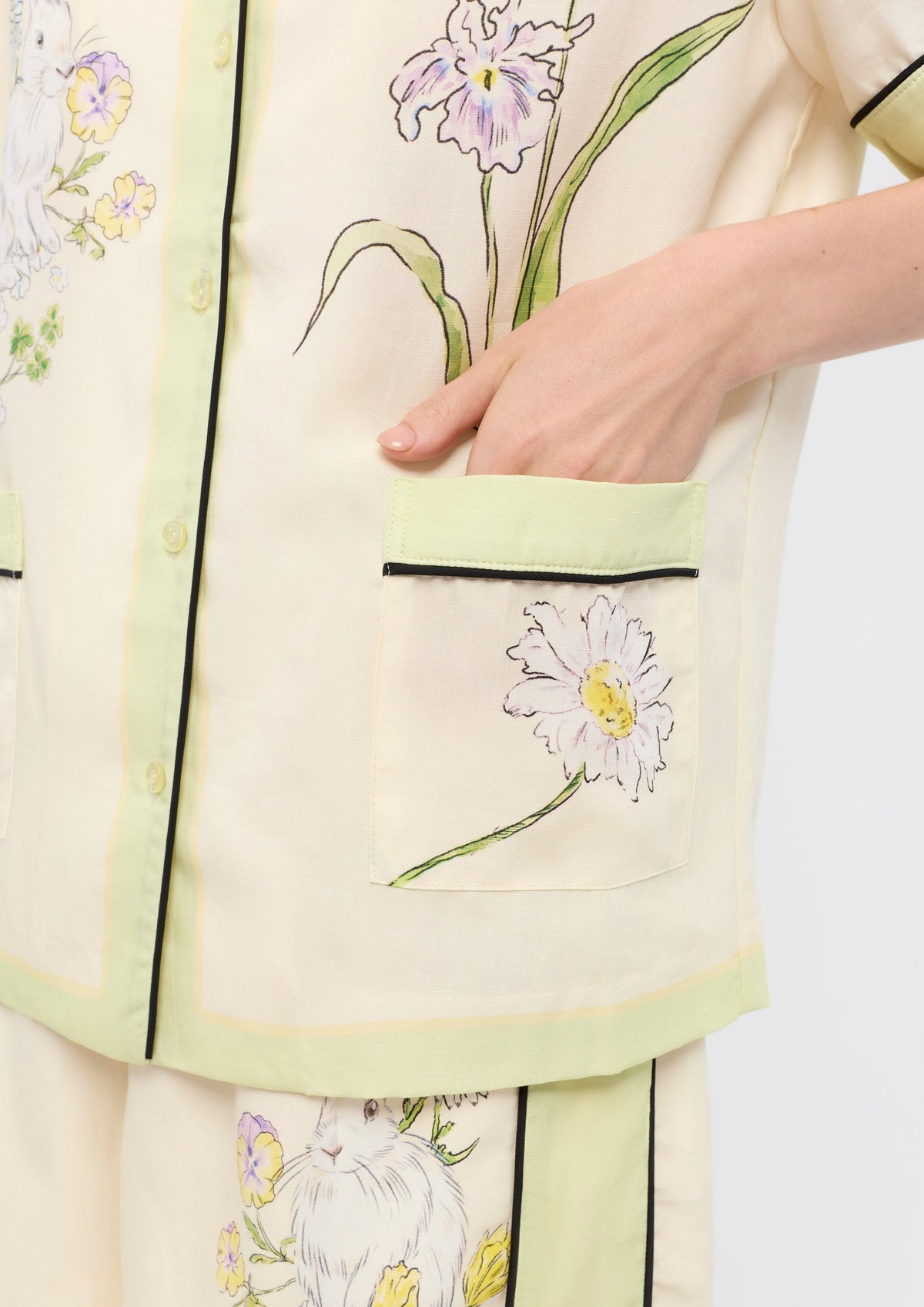 Floral Print Linen Shirt Garden Poetry