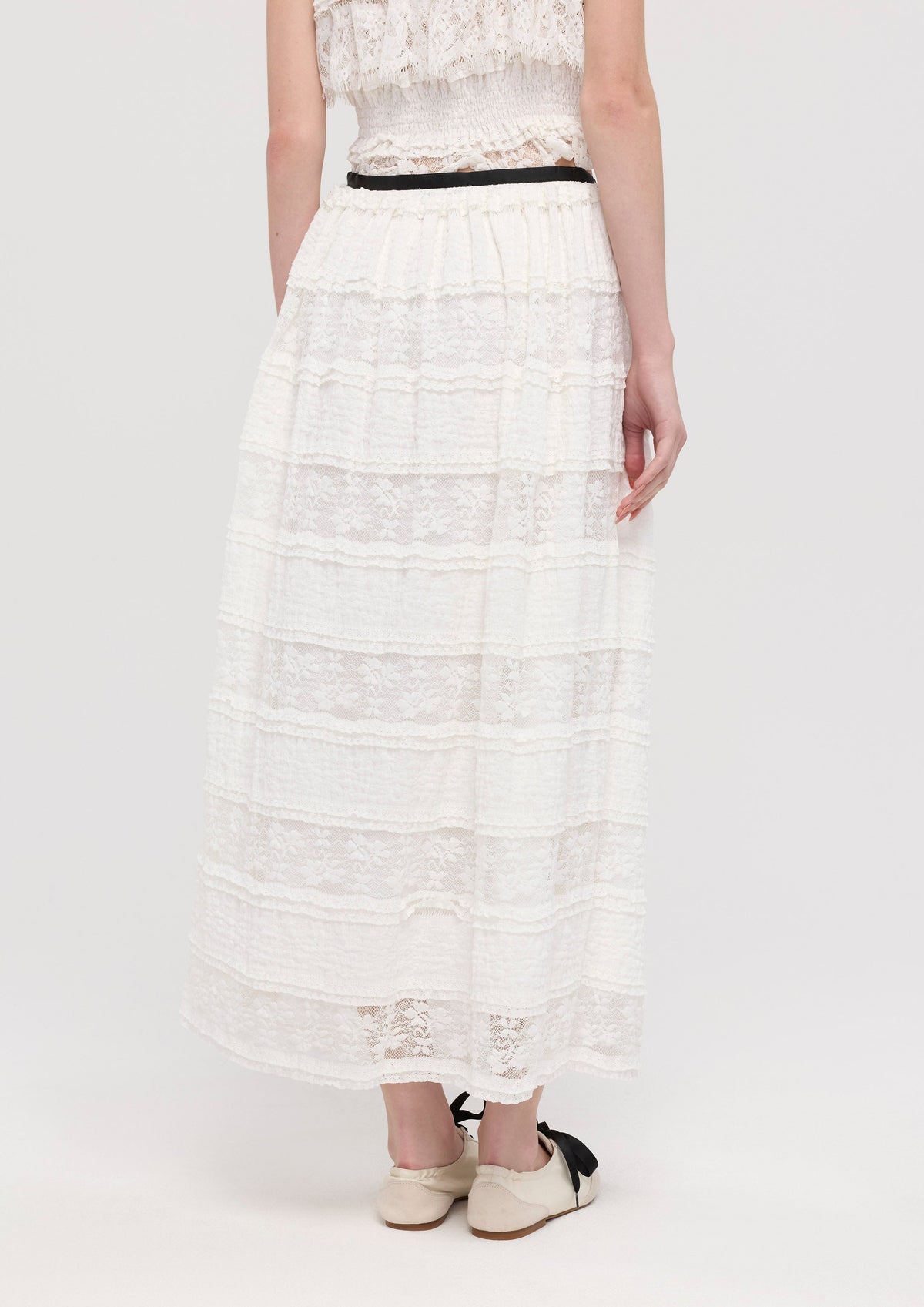 Lace Tiered Midi Skirt Nomad's Grace