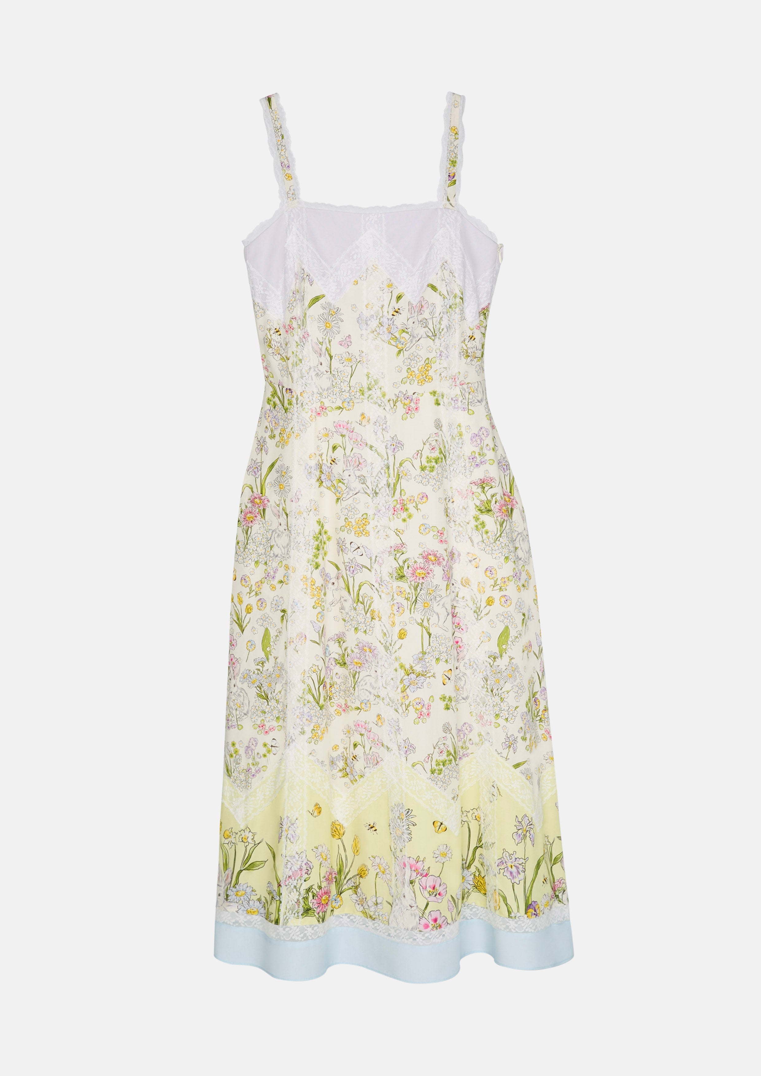 Print Lace Panel Midi Dress Garden Poetry