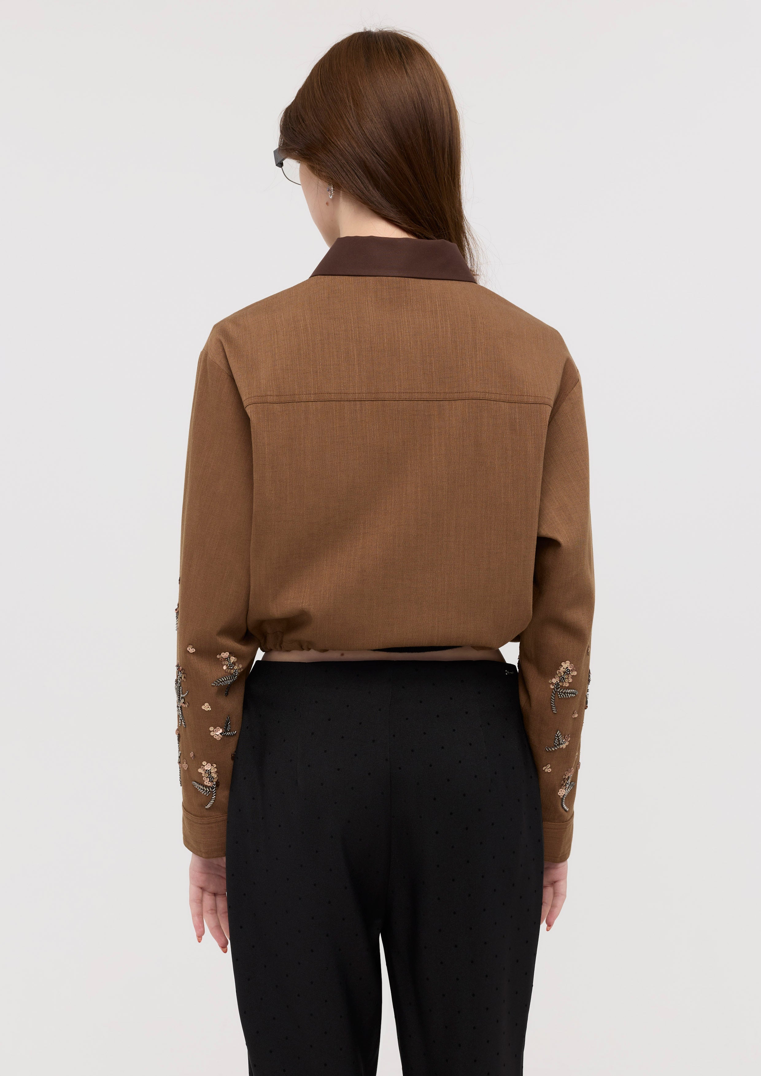 Sequin Floral Crop Jacket Garden Poetry
