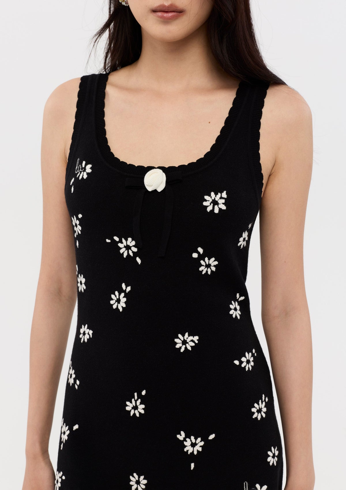 Knitted Scallop Trim Mini Dress Nomad's Grace