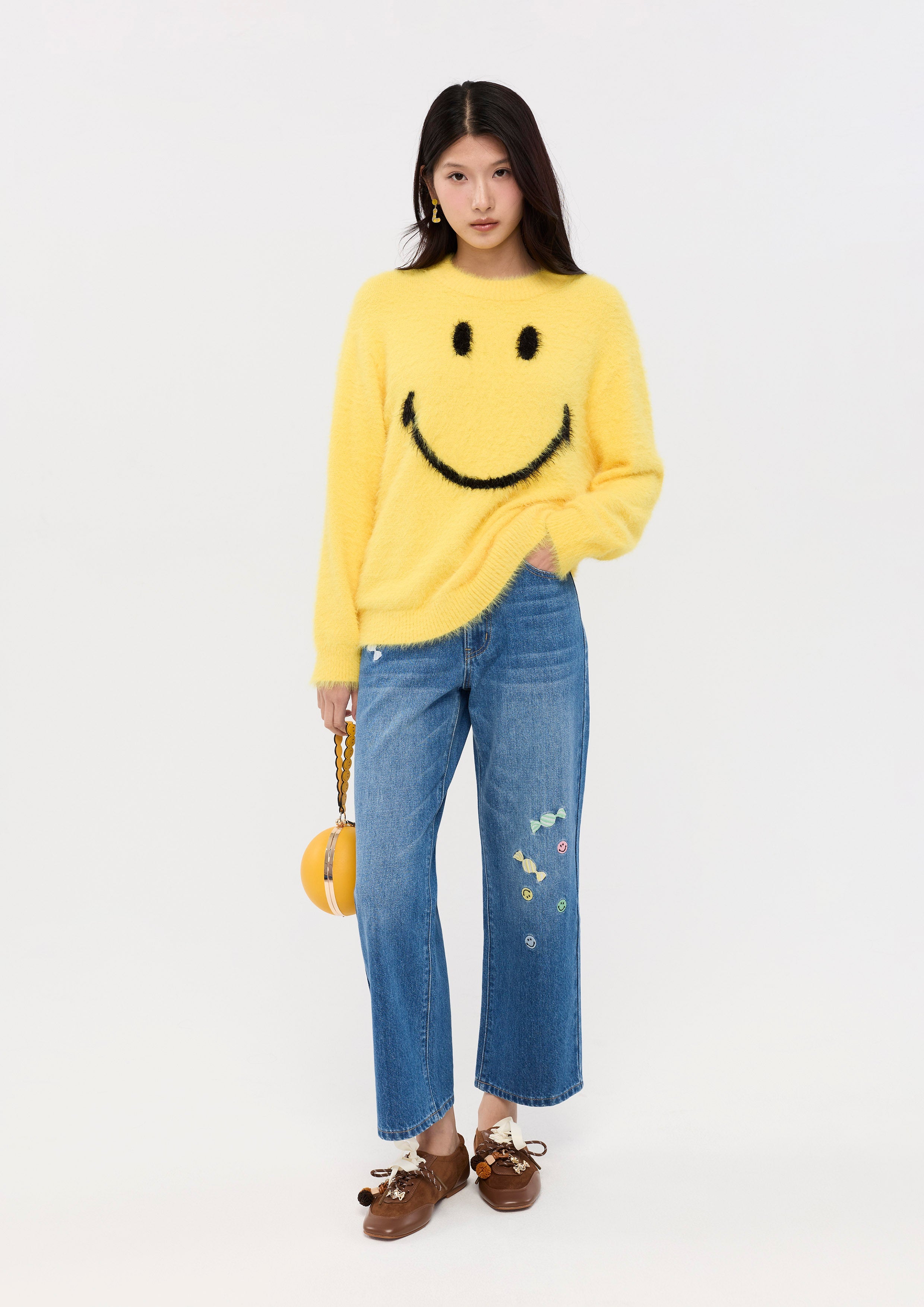 Knitted Long Sleeve Pullover Lyn around x SMILEY