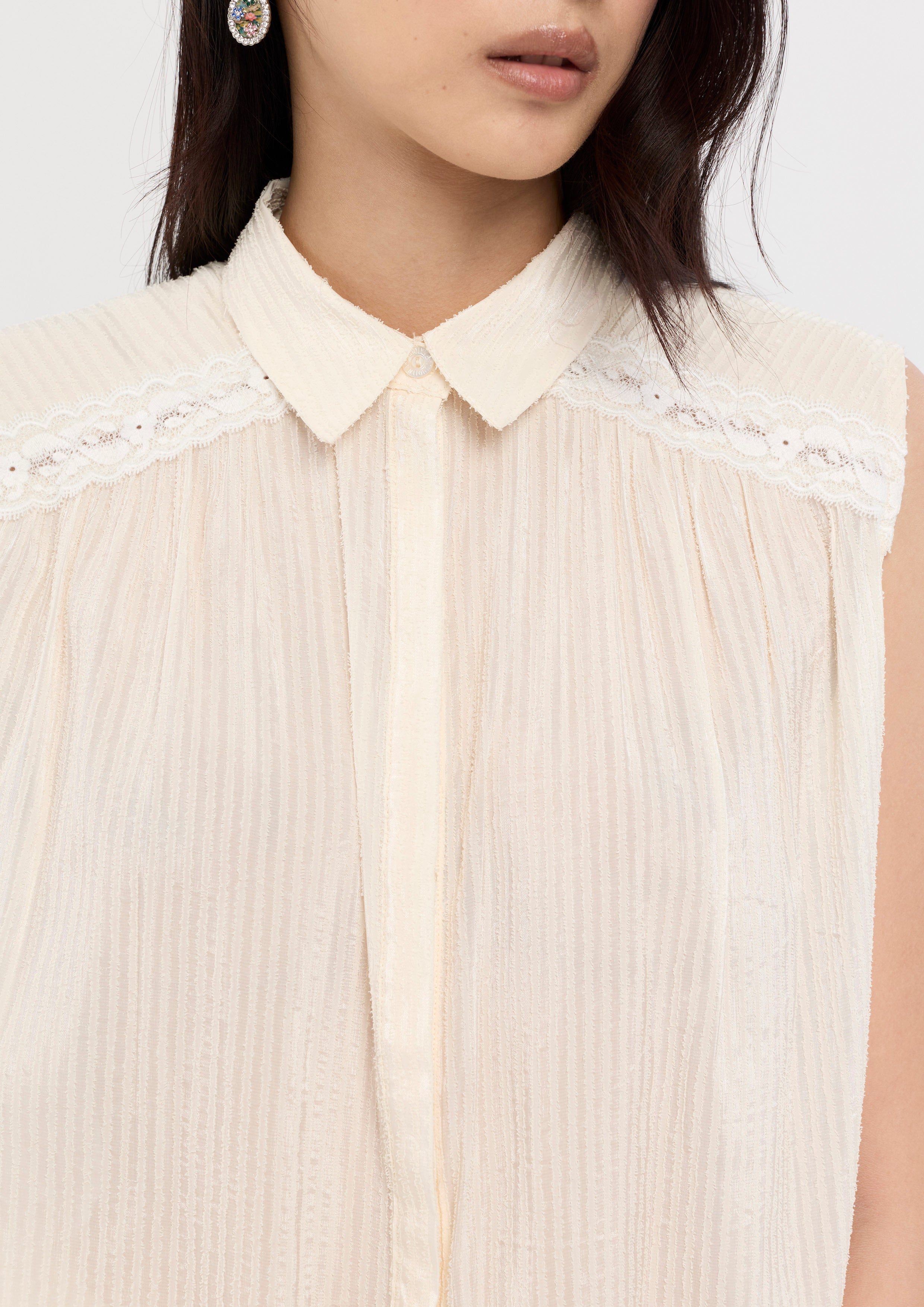 Sheer Sleeveless Shirt With Shorts Set Nomad's Grace