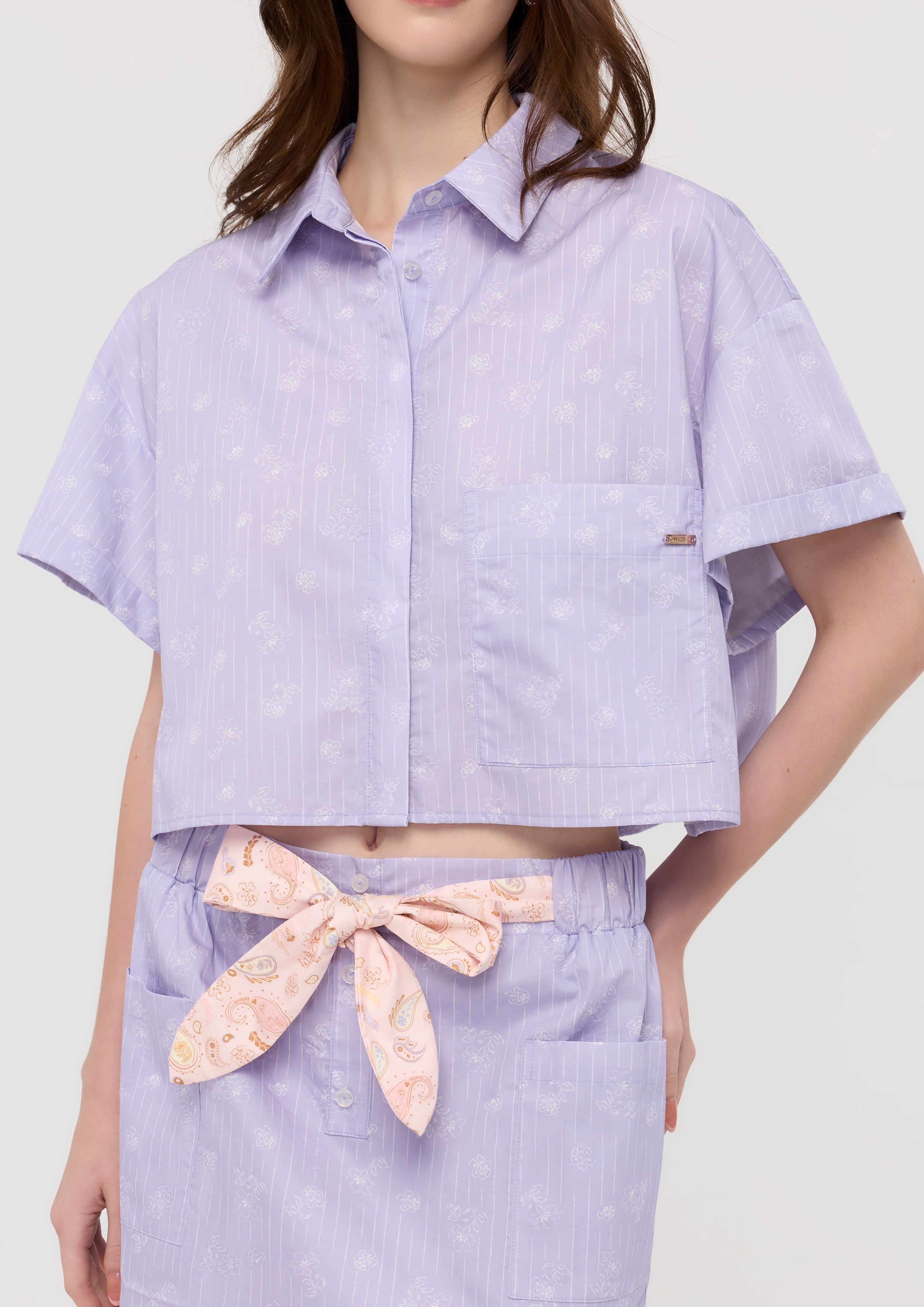 Embroidered Crop Shirt and Mini Skirt Set Nomad's Grace